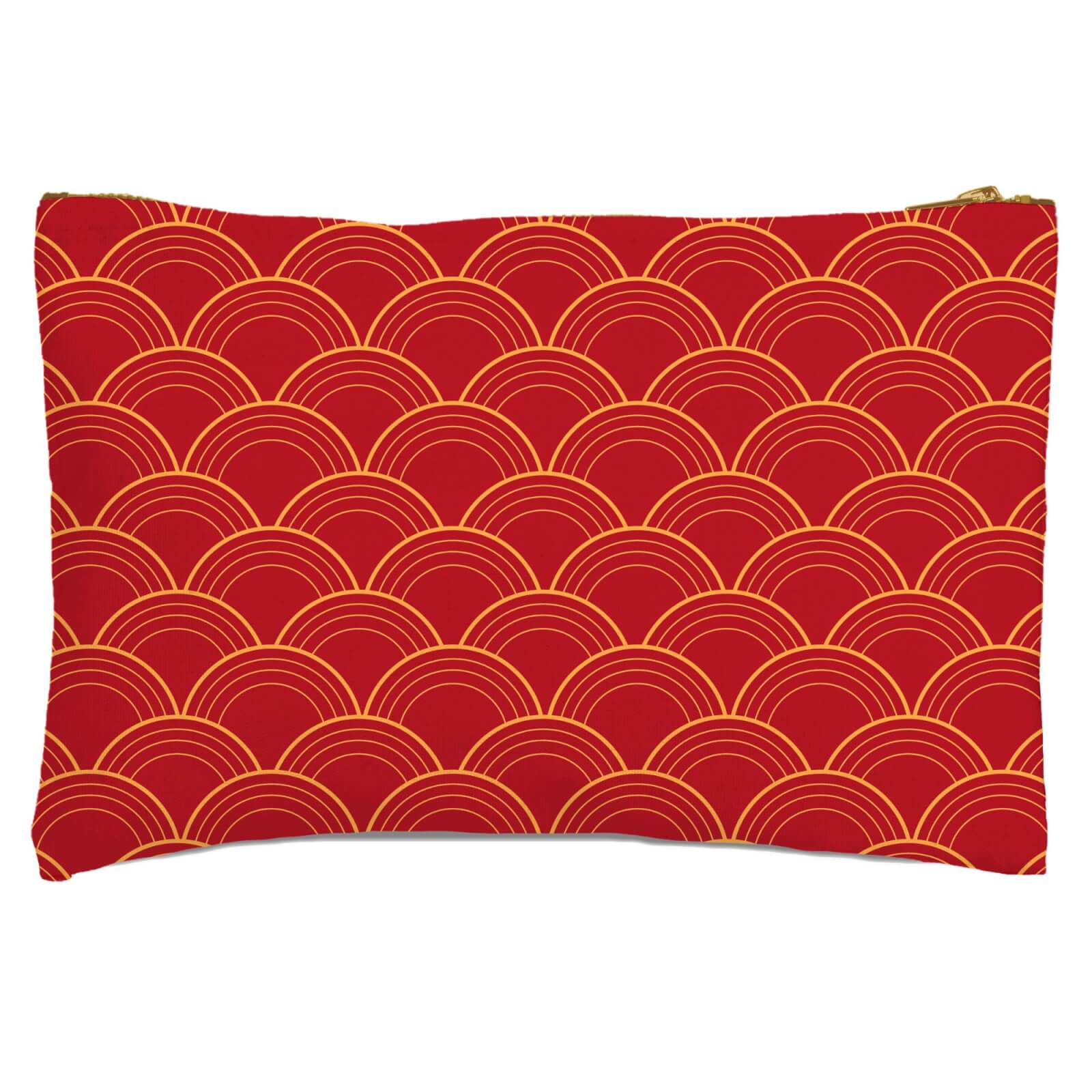 Chinese Fan Red Pattern Zipped Pouch