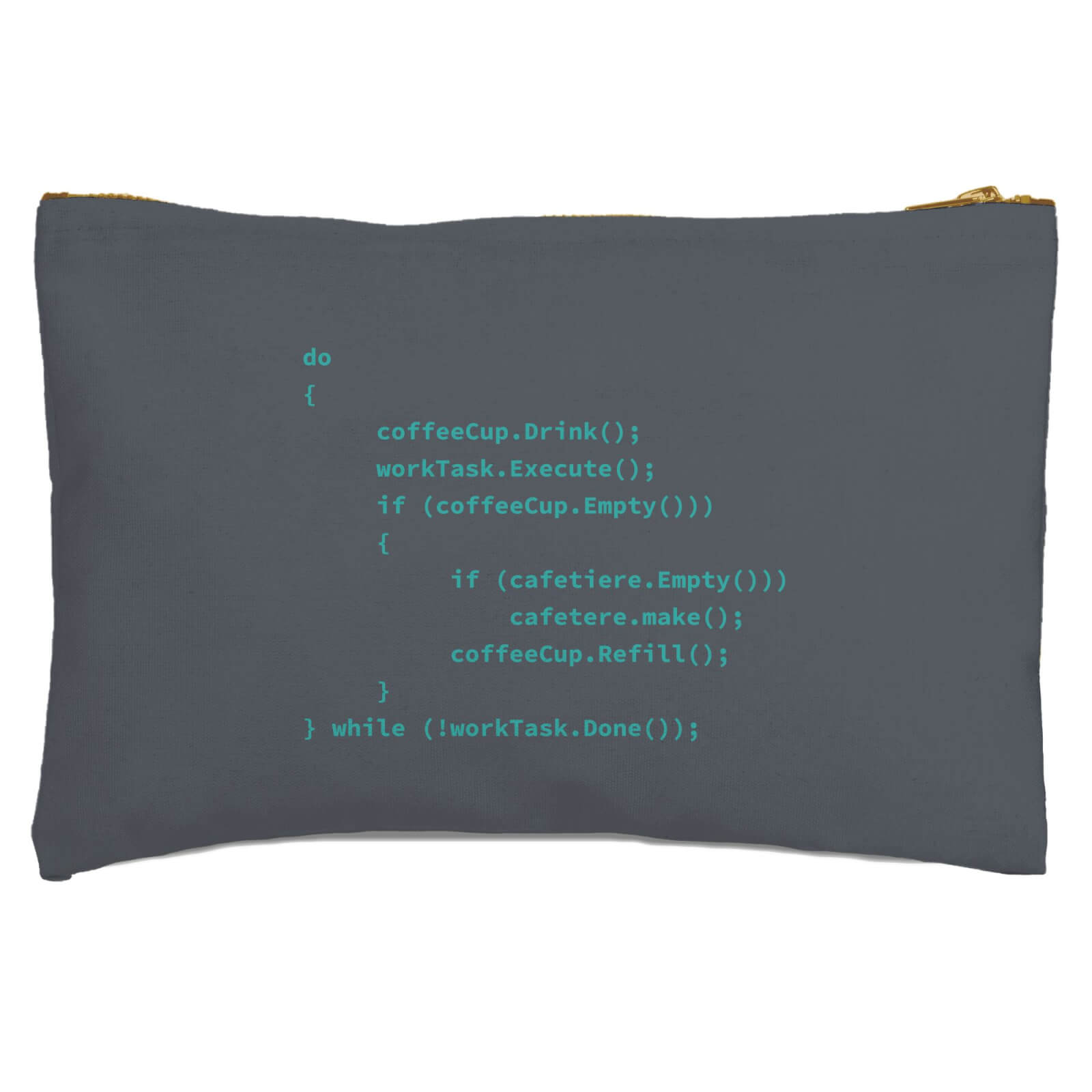 Coffee Code Dark Mode Zipped Pouch