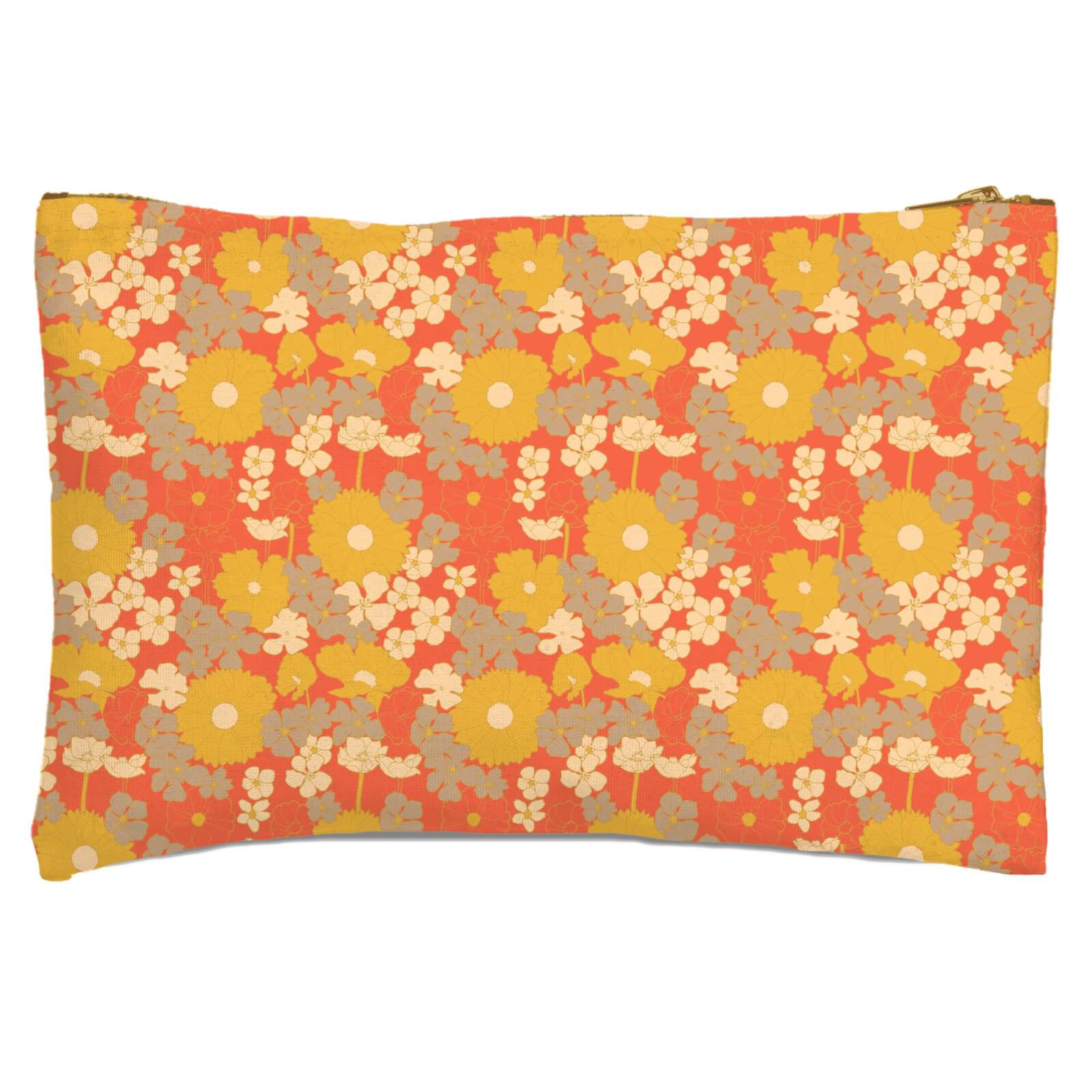 60s Orange Floral Zipped Pouch
