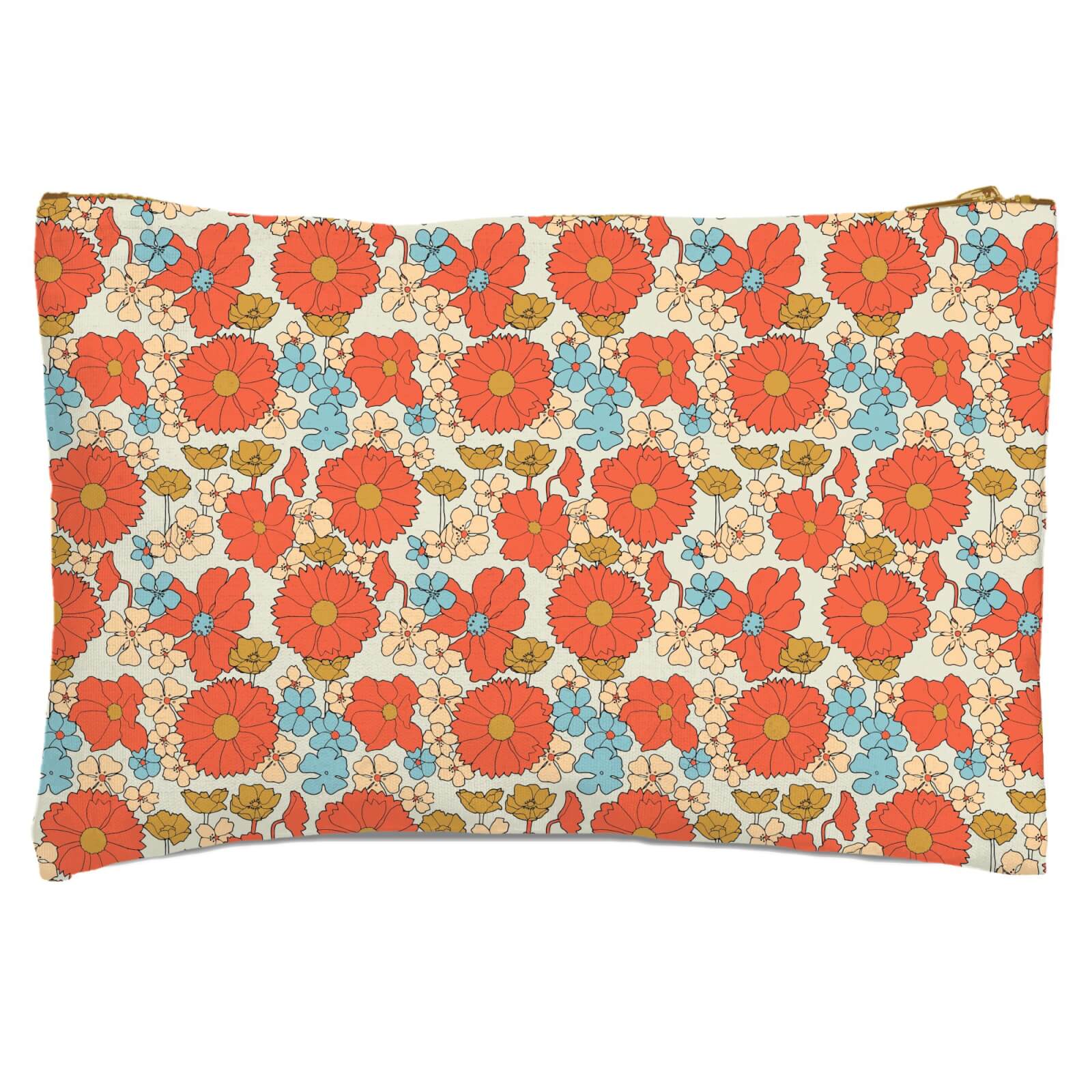 60s Flowers Zipped Pouch
