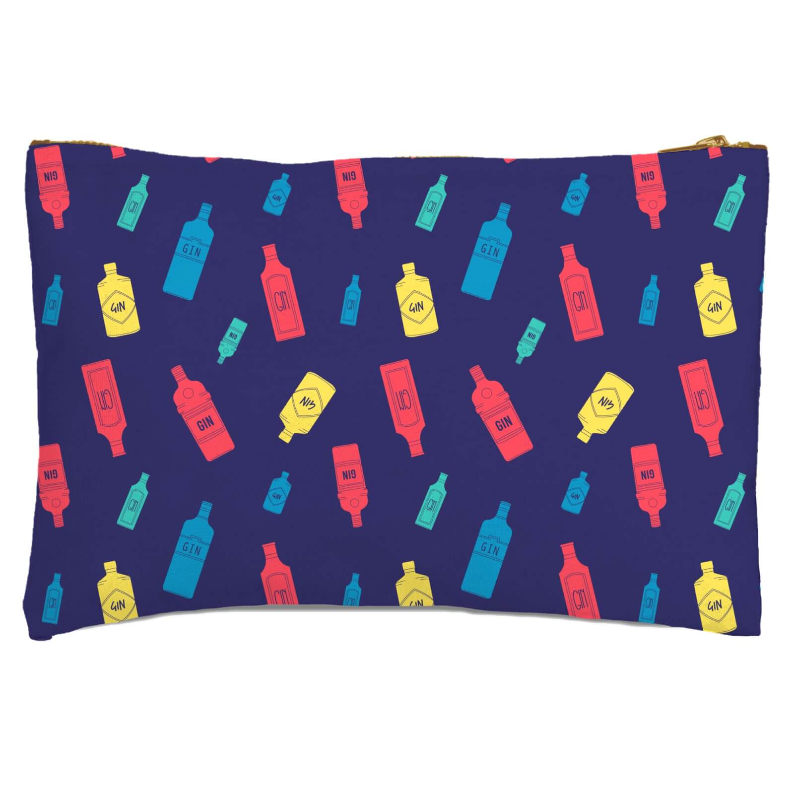 Gin Bottles Navy Zipped Pouch