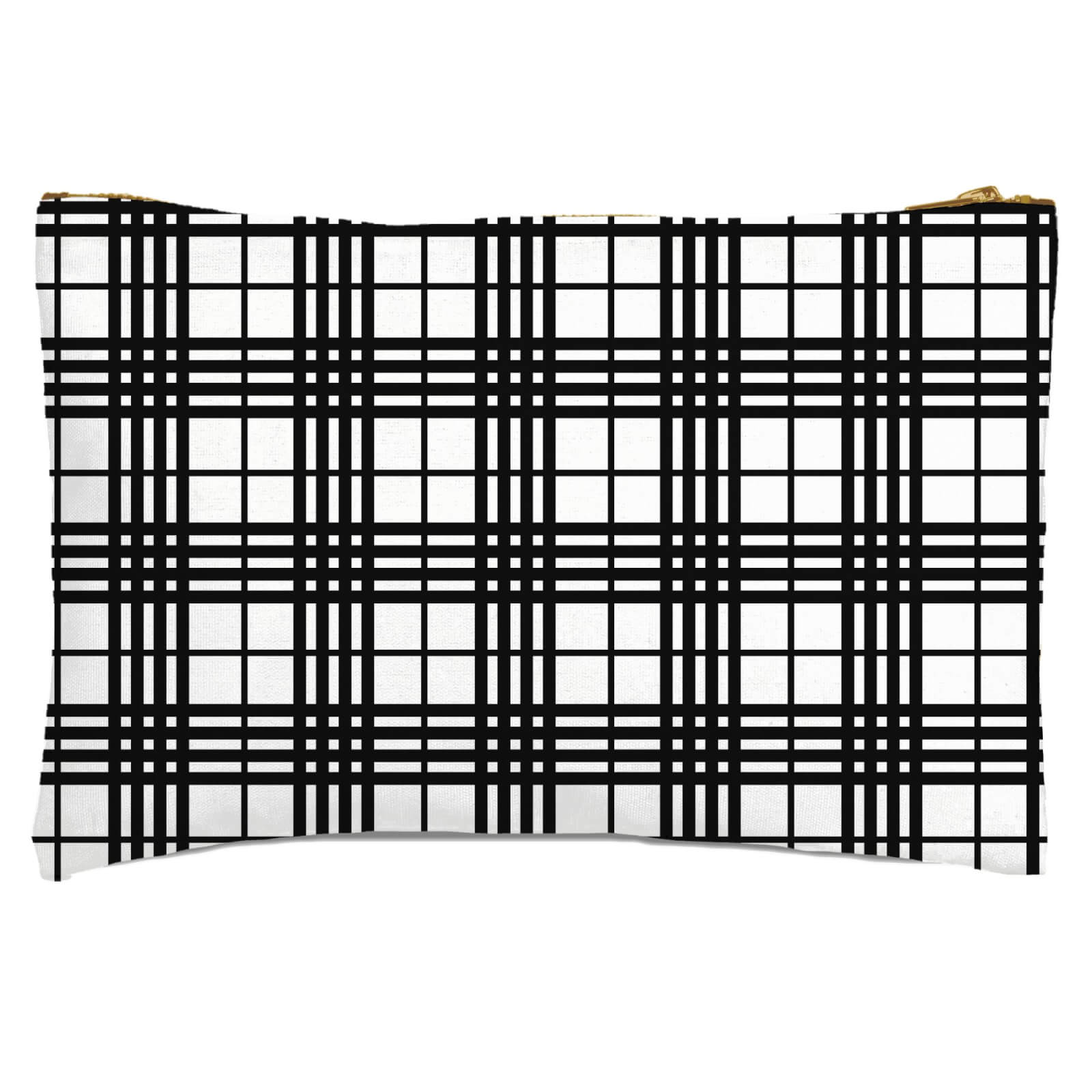 Black And White Tartan Zipped Pouch