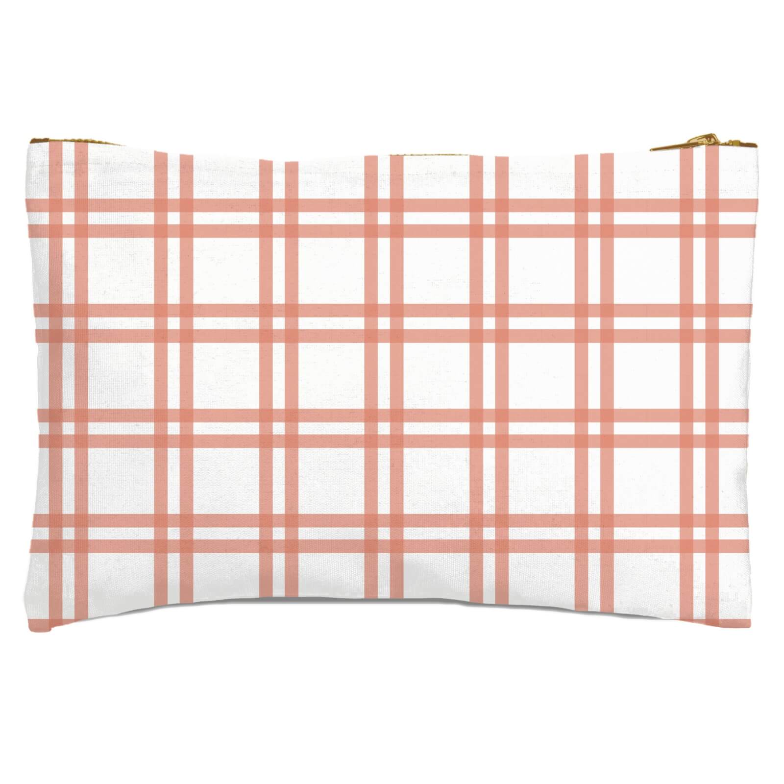 Peach Tartan Zipped Pouch