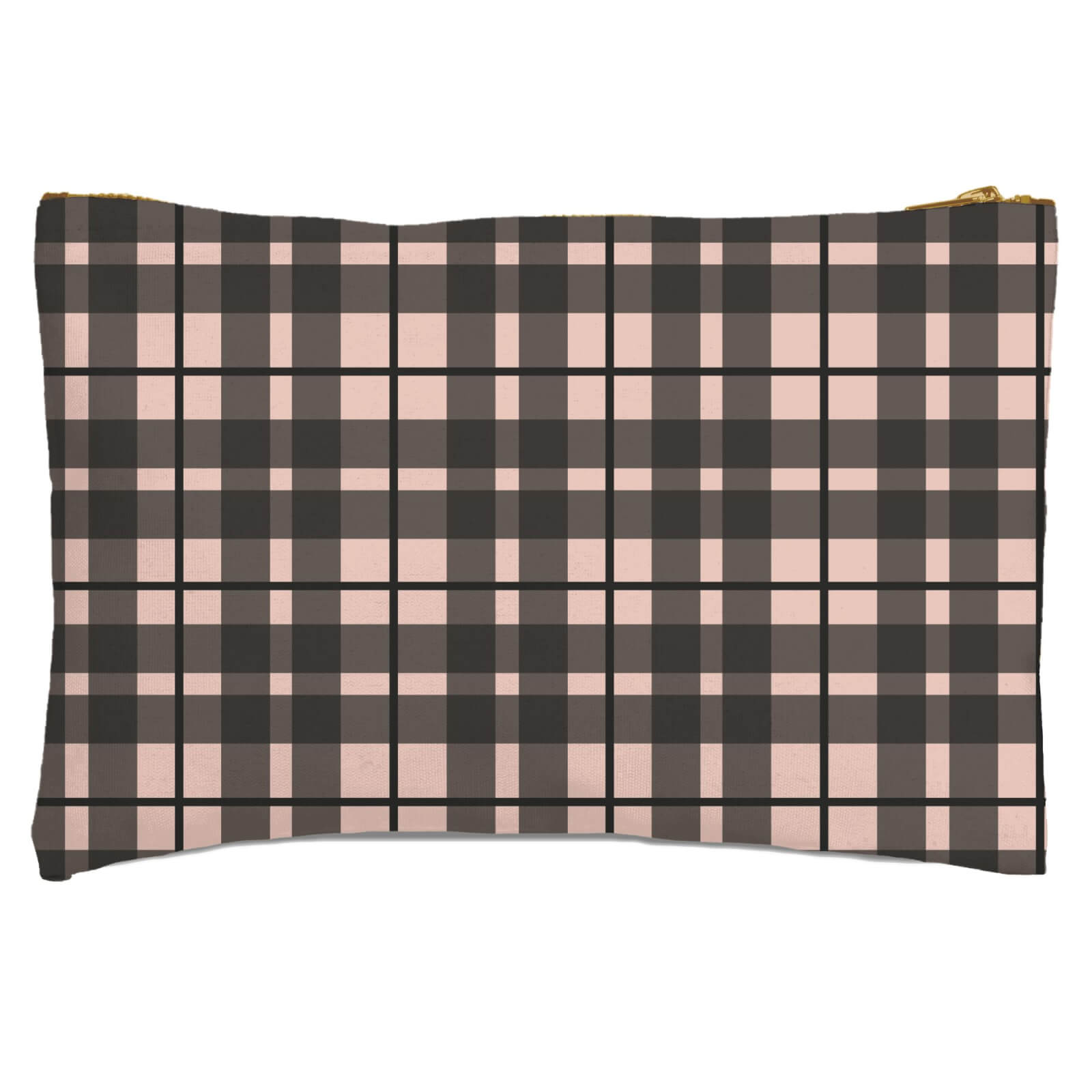 Tartan Peach And Black Zipped Pouch