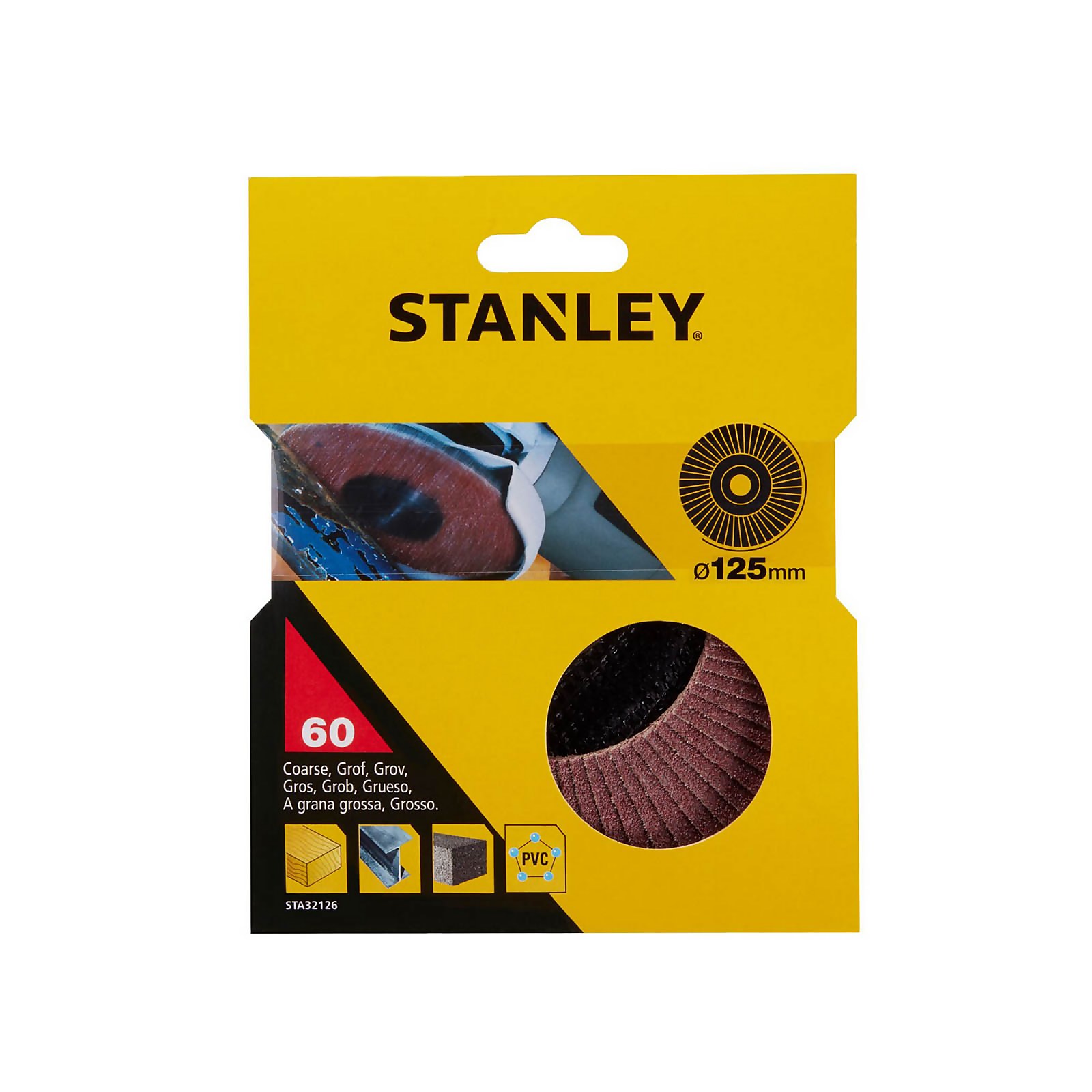 Photo of Stanley Aluminium Oxide 125mm Flap Wheel Disc – 60g -sta32126-xj-