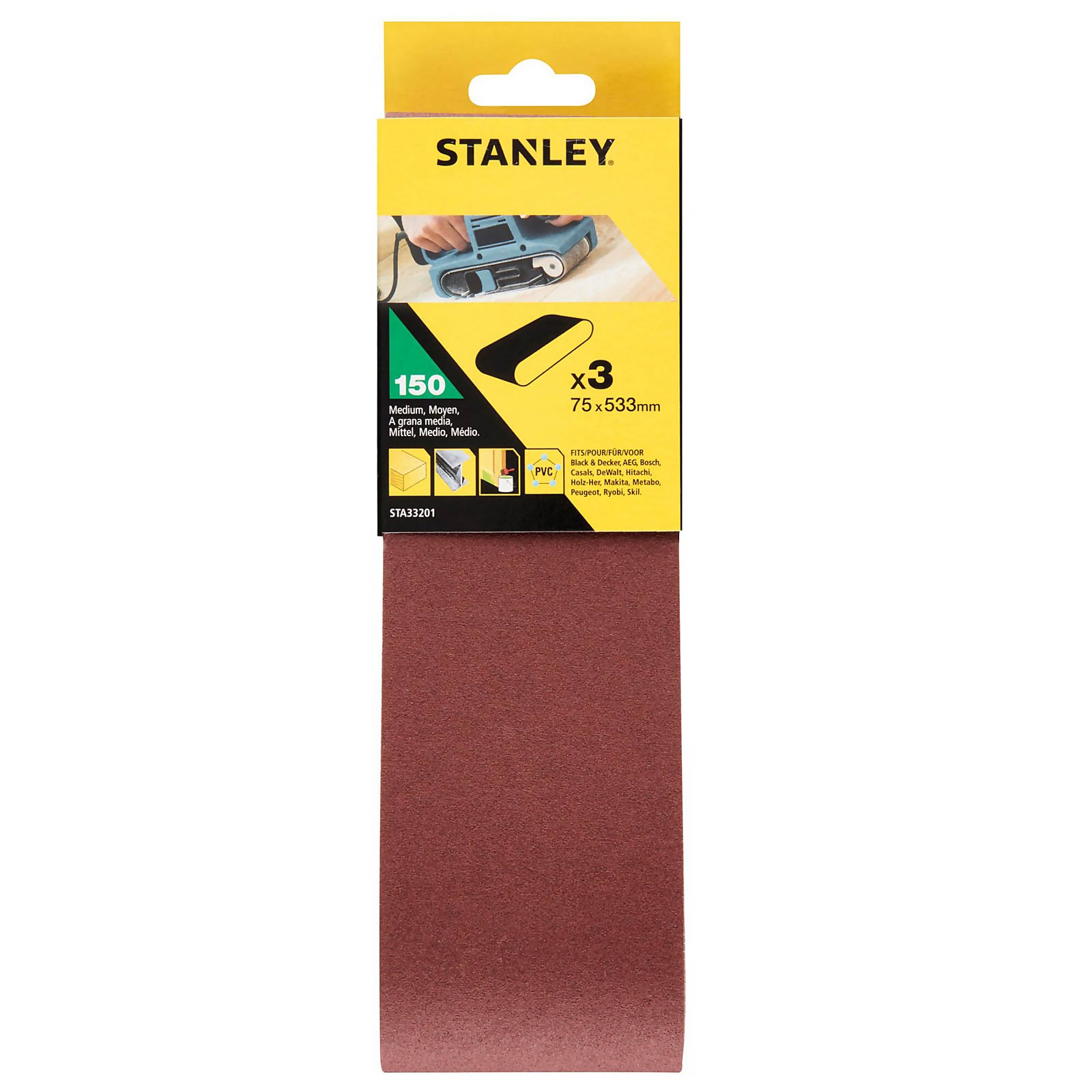 Photo of Stanley Sanding Belt Sheets 75 X 533mm – Pack Of 3 150g -sta33201-xj-