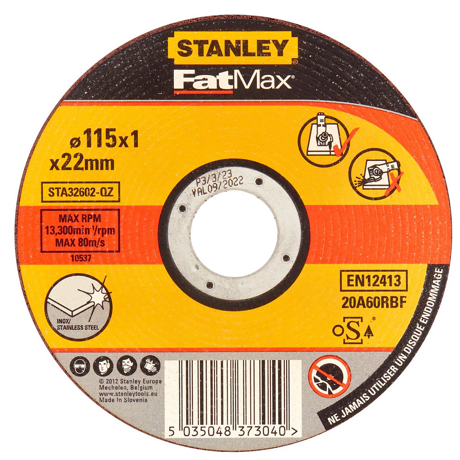 Photo of Stanley Fatmax 115mm Stainless Steel Cutting Bonded Disc -sta32602-qz-