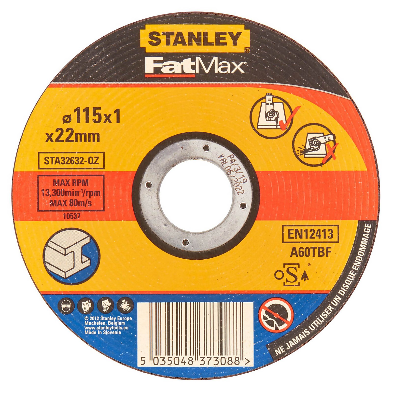 Photo of Stanley Fatmax 115mm Steel Cutting Bonded Disc -sta32632-qz-