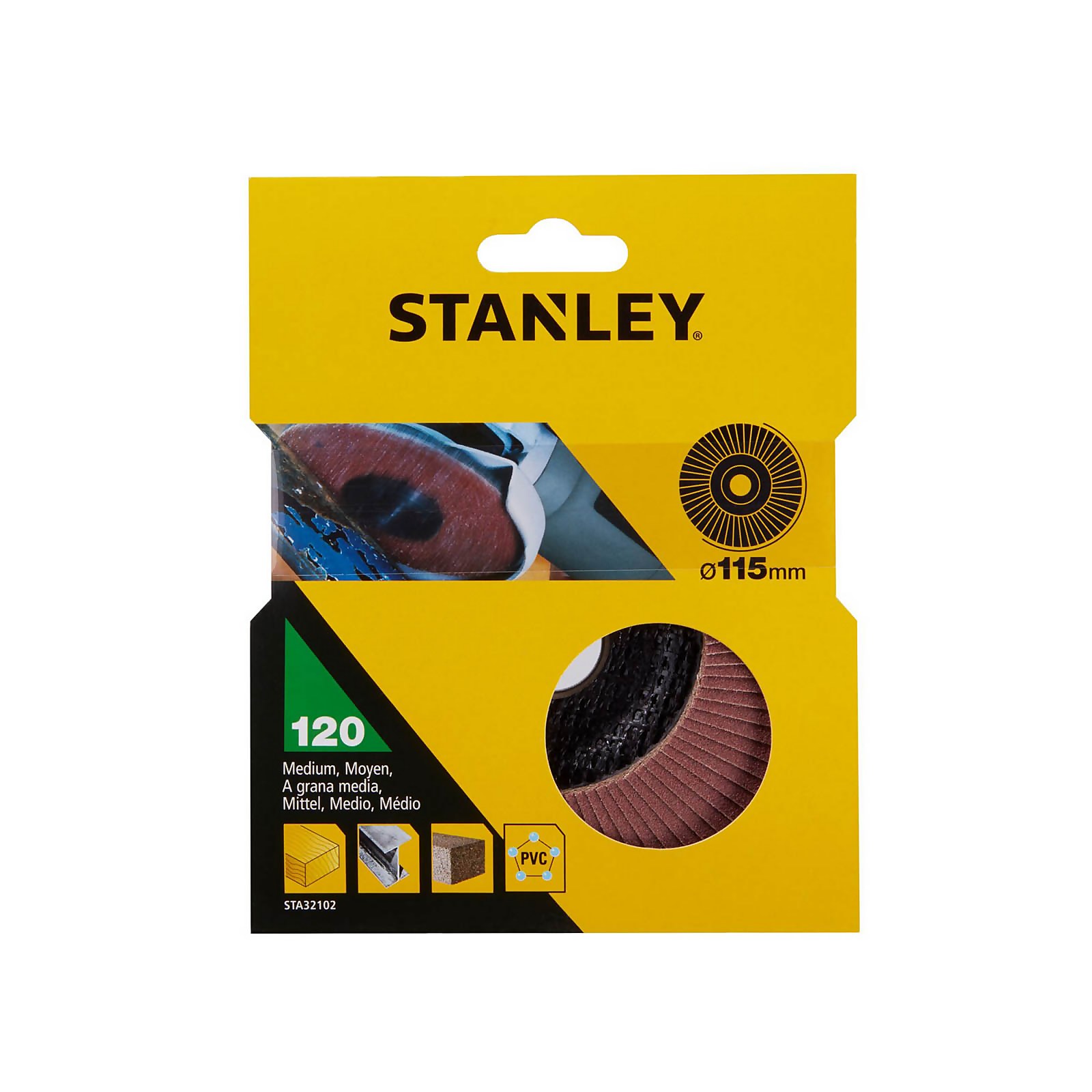 Photo of Stanley Aluminium Oxide 115mm Flap Wheel Disc – 120g -sta32102-xj-