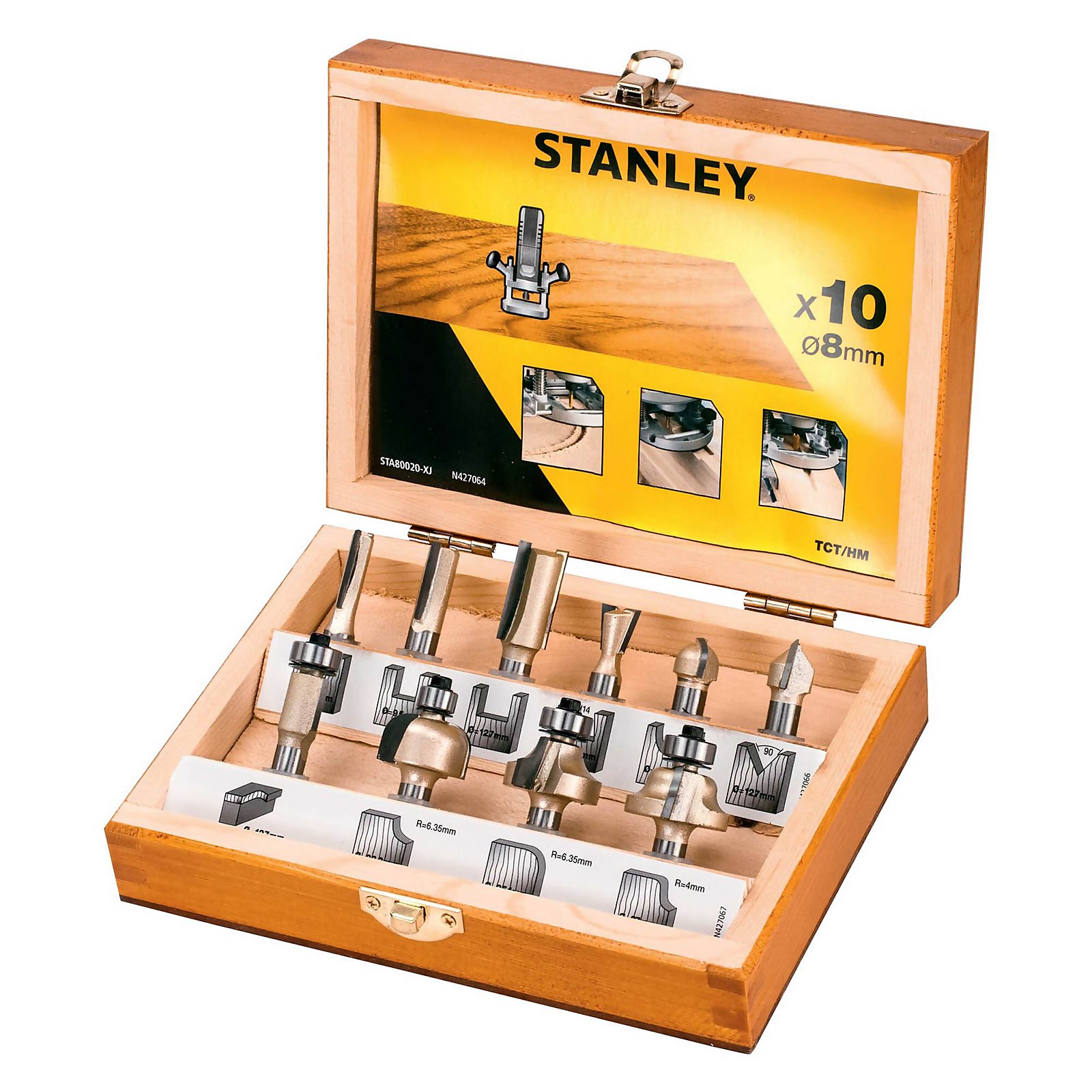 Photo of Stanley 8mm Tungsten Carbide Tip Router Bit Set – 10 Pieces -sta80020-xj-