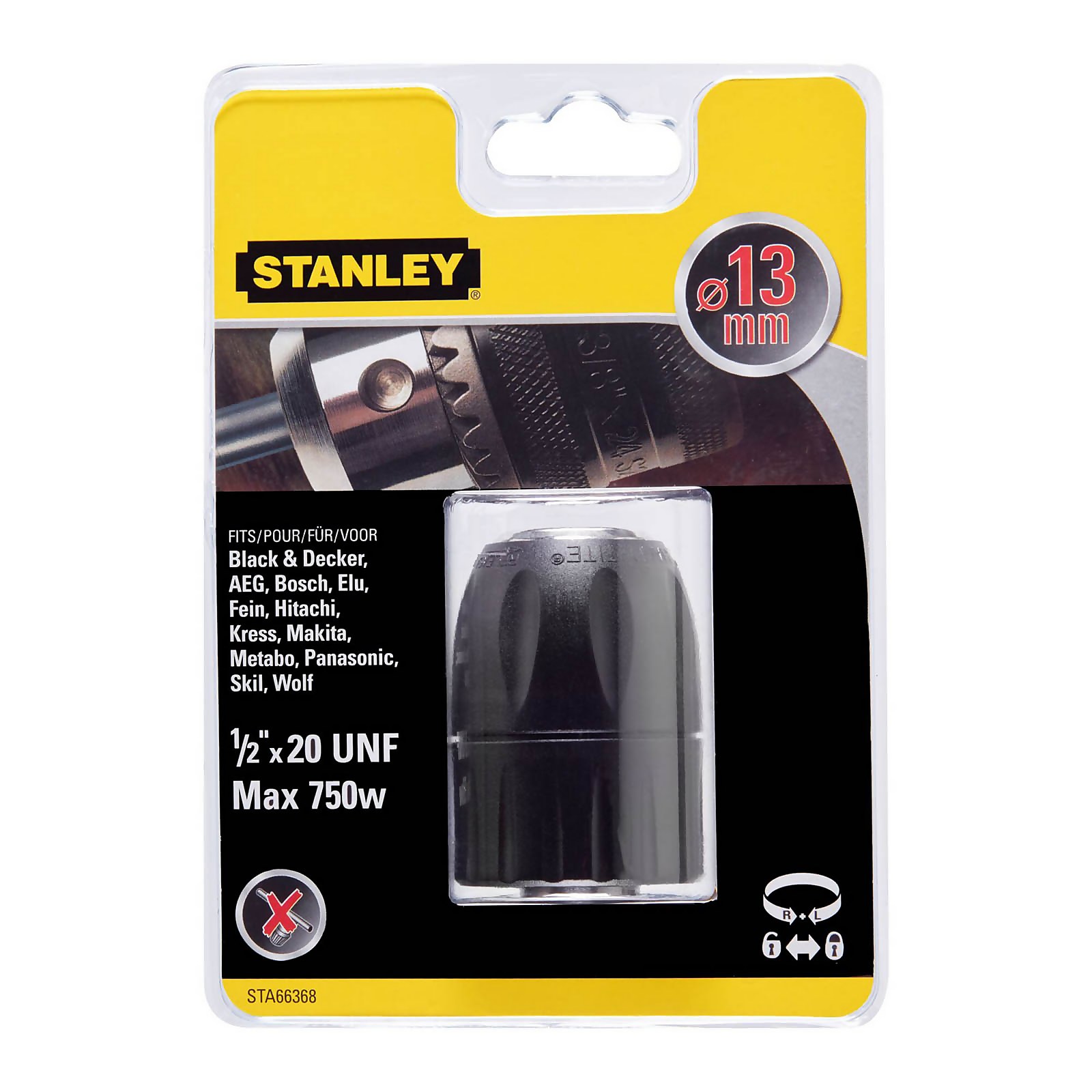 Photo of Stanley Reversible 13mm Keyless Chuck -sta66368-qz-