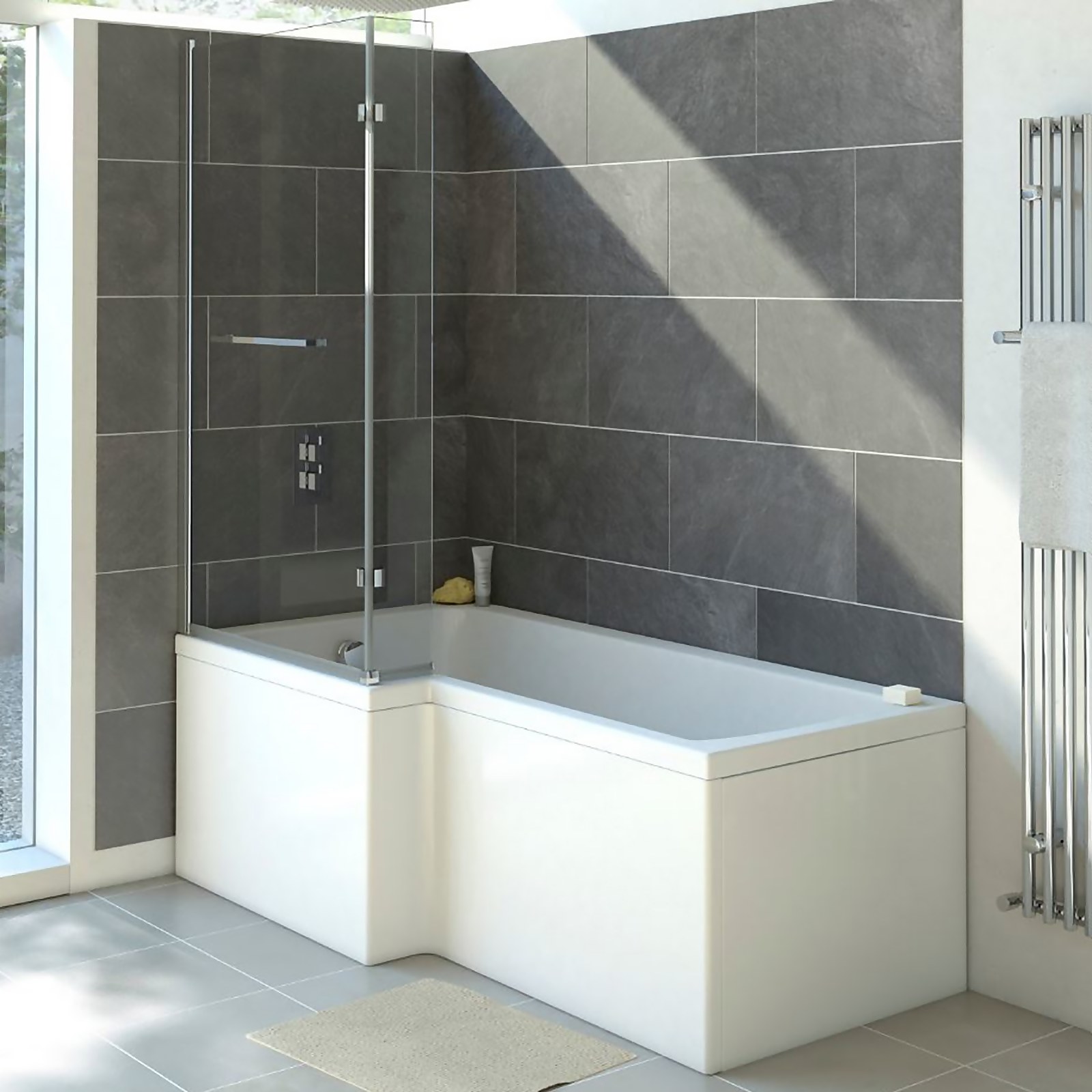 Photo of Bathstore Lena Left Hand Shower Bath With Screen - 1500 X 850mm