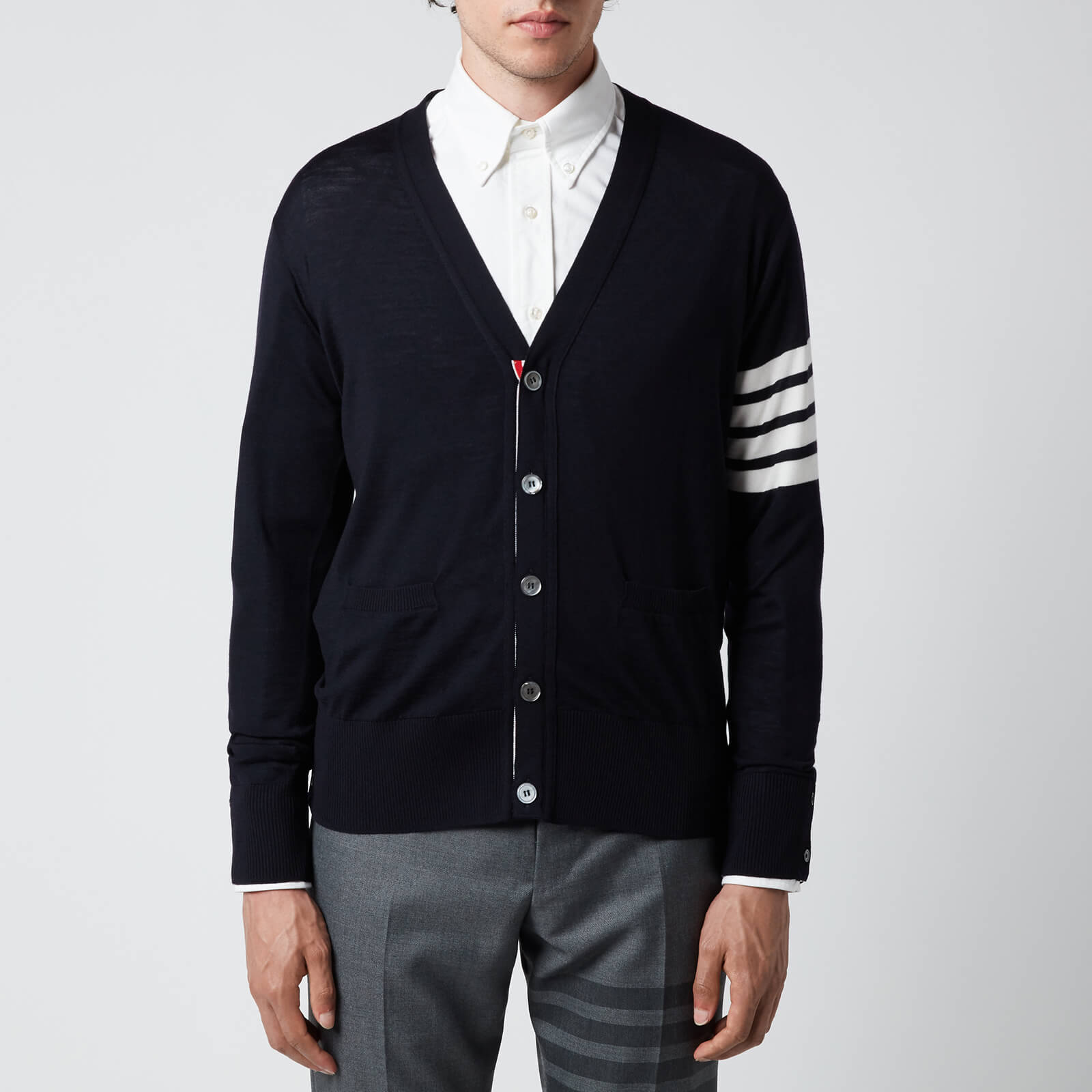 Thom Browne Men's 4-Bar Sustainable Classic V-Neck Cardigan - Navy - 2/M