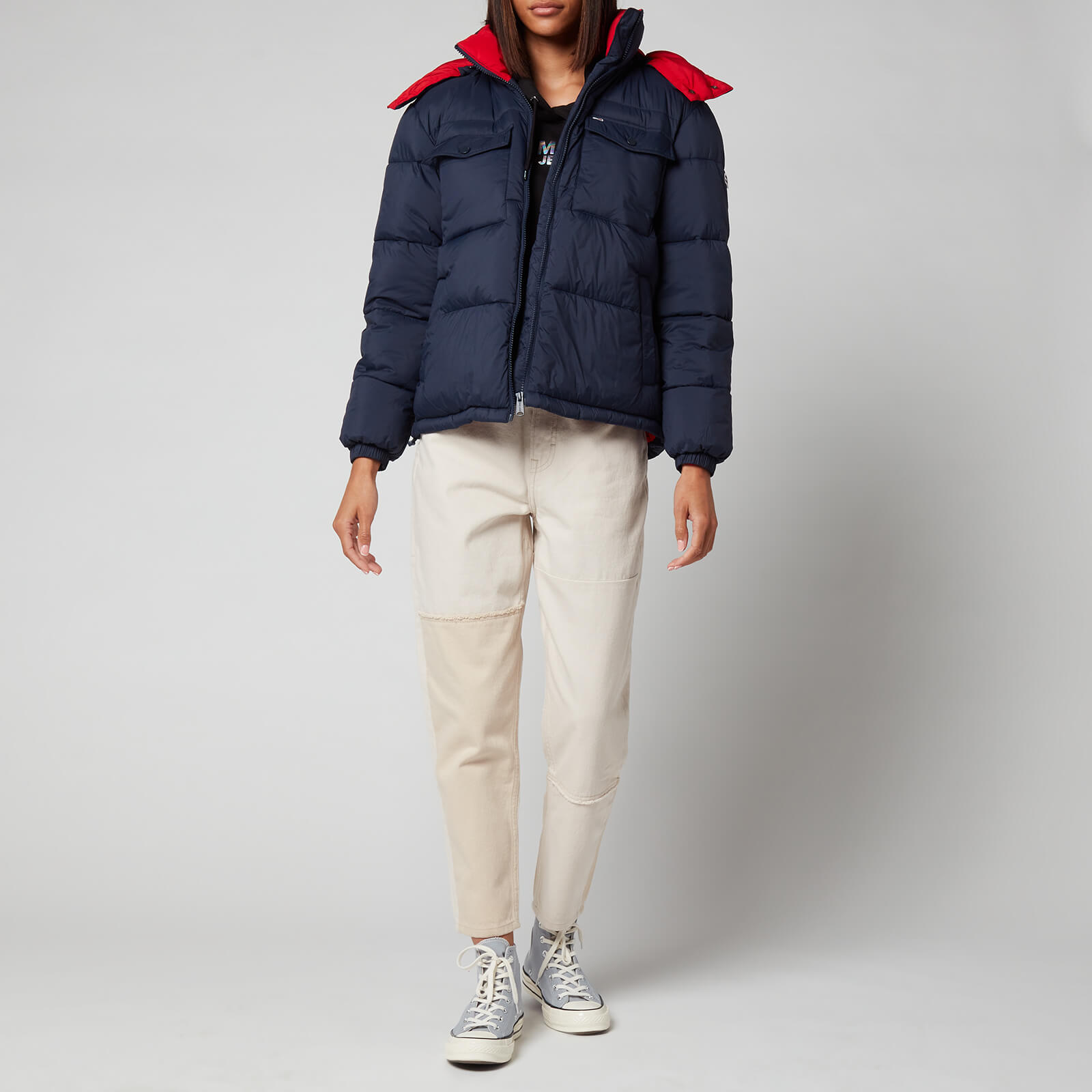 Tommy Jeans Women's Colourblock Contrast Hood Jacket - Twilight Navy - Xs