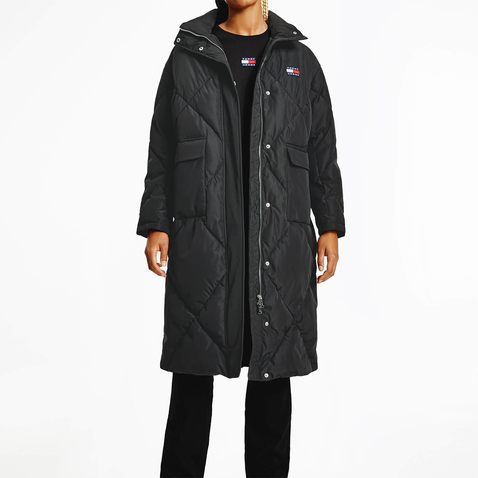 Tommy Jeans Women's Recycled Longline Fashion Puffer - Black - XS
