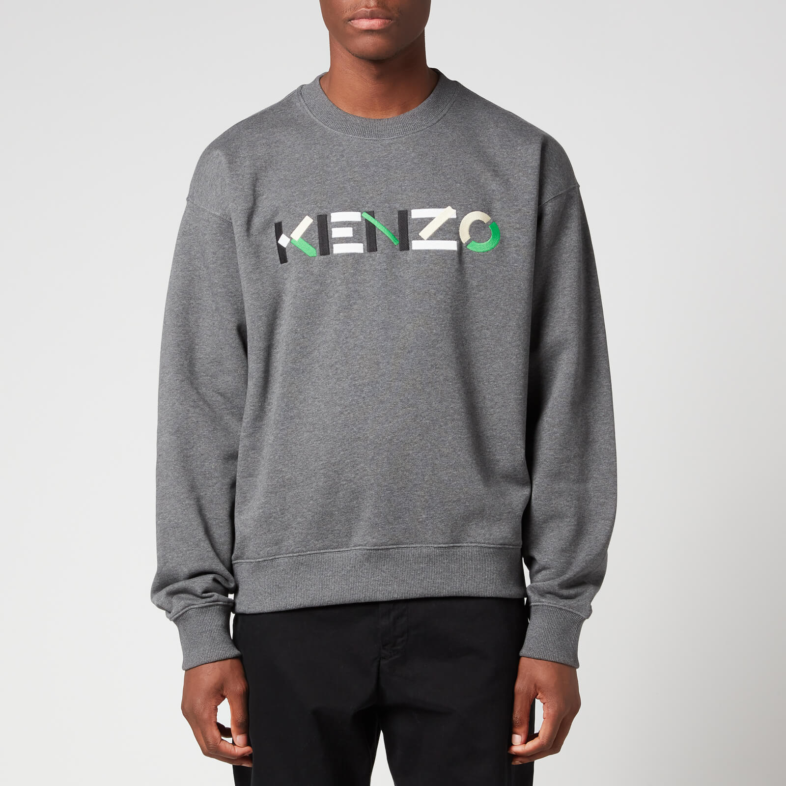 KENZO Men's Multi Colour Logo Oversized Sweatshirt - Middle Grey - S