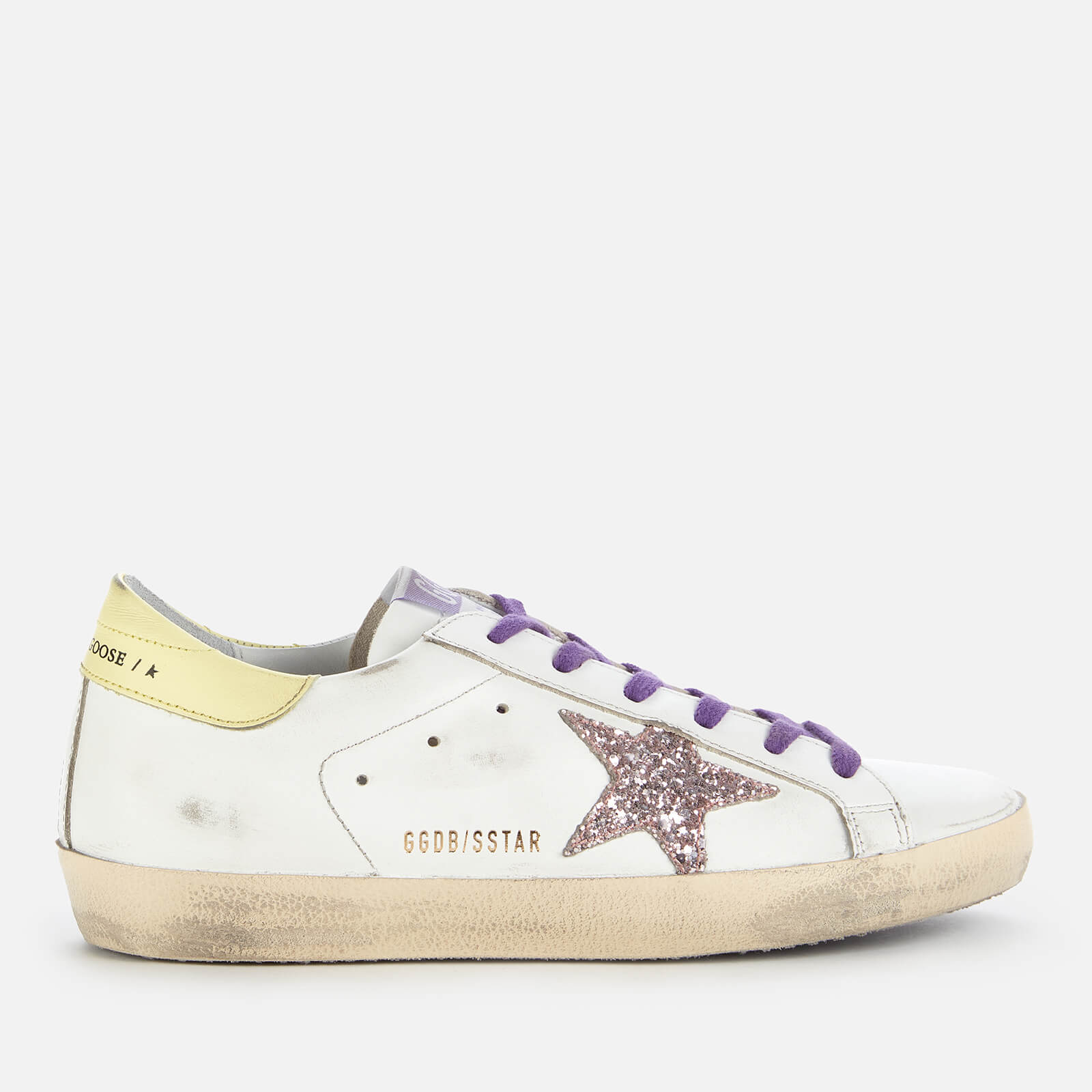 Golden Goose Deluxe Brand Women's Superstar Leather Trainers - White/Pink/Yellow - UK 7