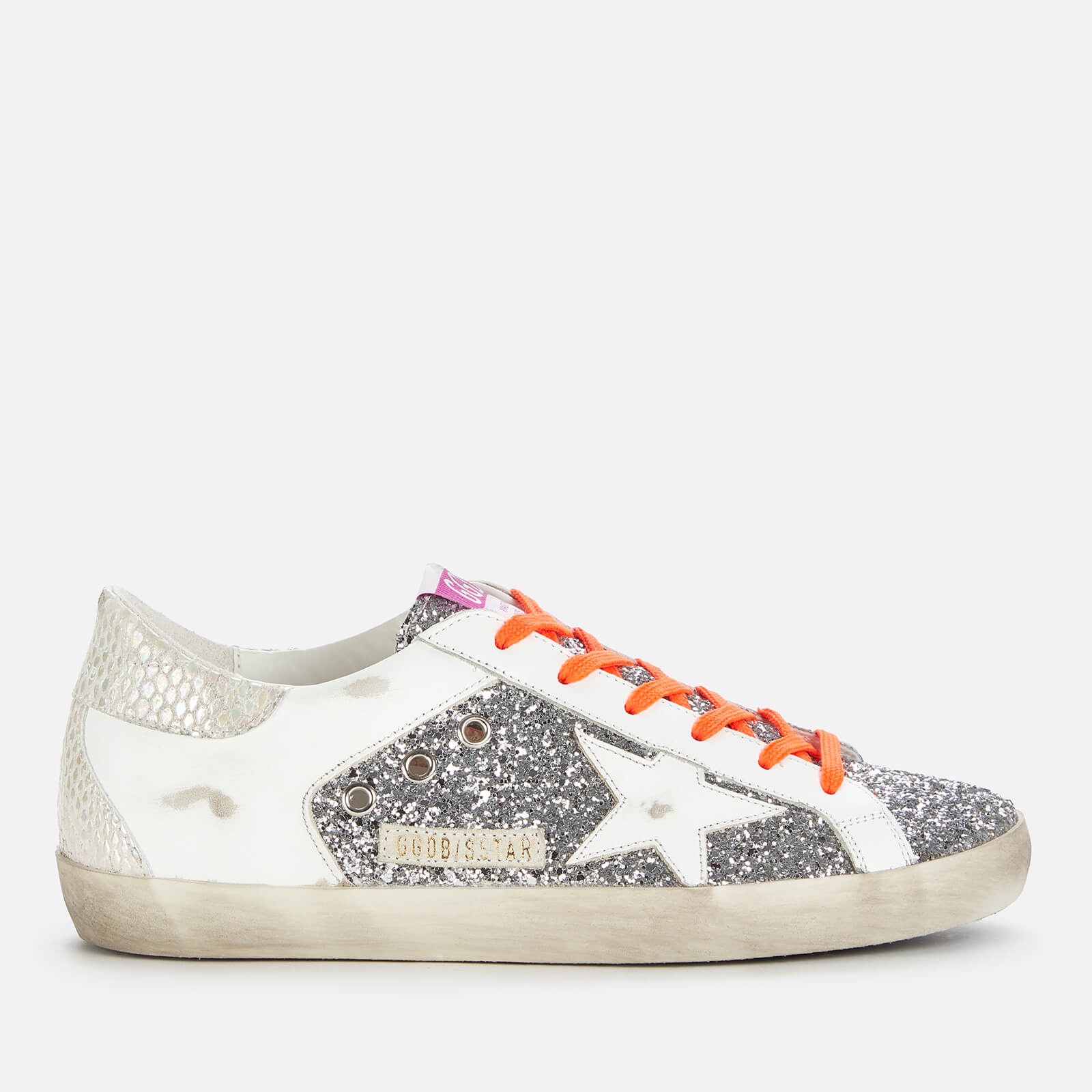 Golden Goose Deluxe Brand Women's Superstar Glitter/Leather Trainers - Silver/White/Ice - UK 5