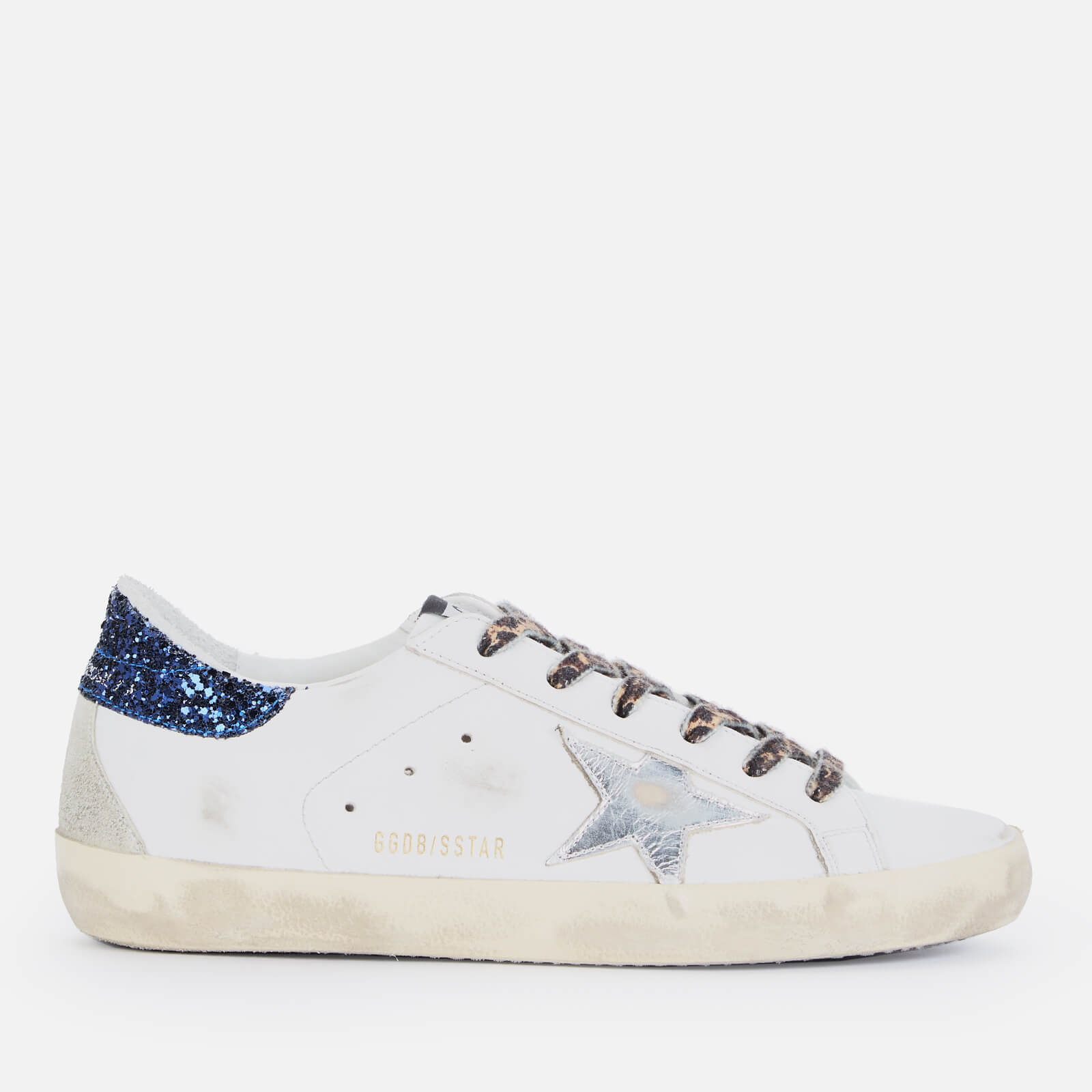 Golden Goose Deluxe Brand Women's Superstar Leather Trainers - White/Silver/Mazarine Blue - UK 8