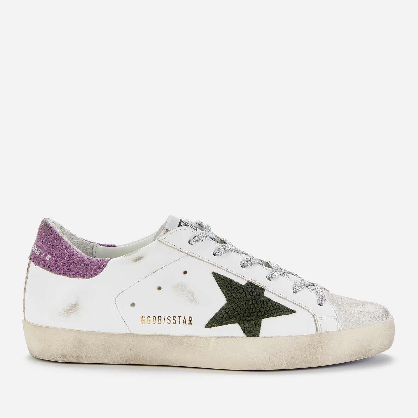 Golden Goose Deluxe Brand Women's Superstar Leather Trainers - White/Military Green - UK 7