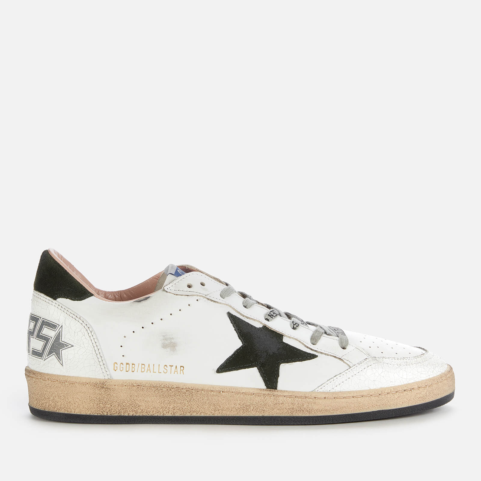 Golden Goose Deluxe Brand Men's Ball Star Leather Trainers - White/Military Green - UK 10