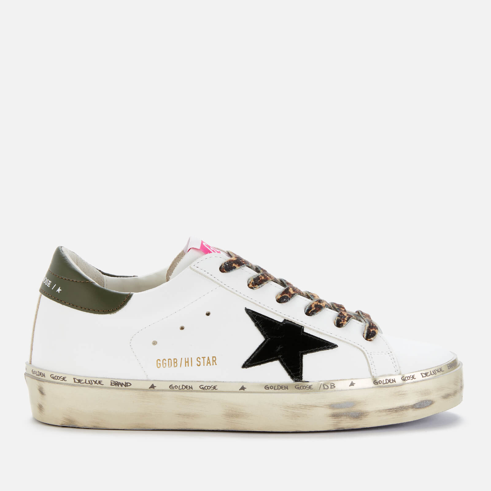 Golden Goose Deluxe Brand Women's Hi Star Flatform Leather Trainers - White/Black/Dark Green - UK 8