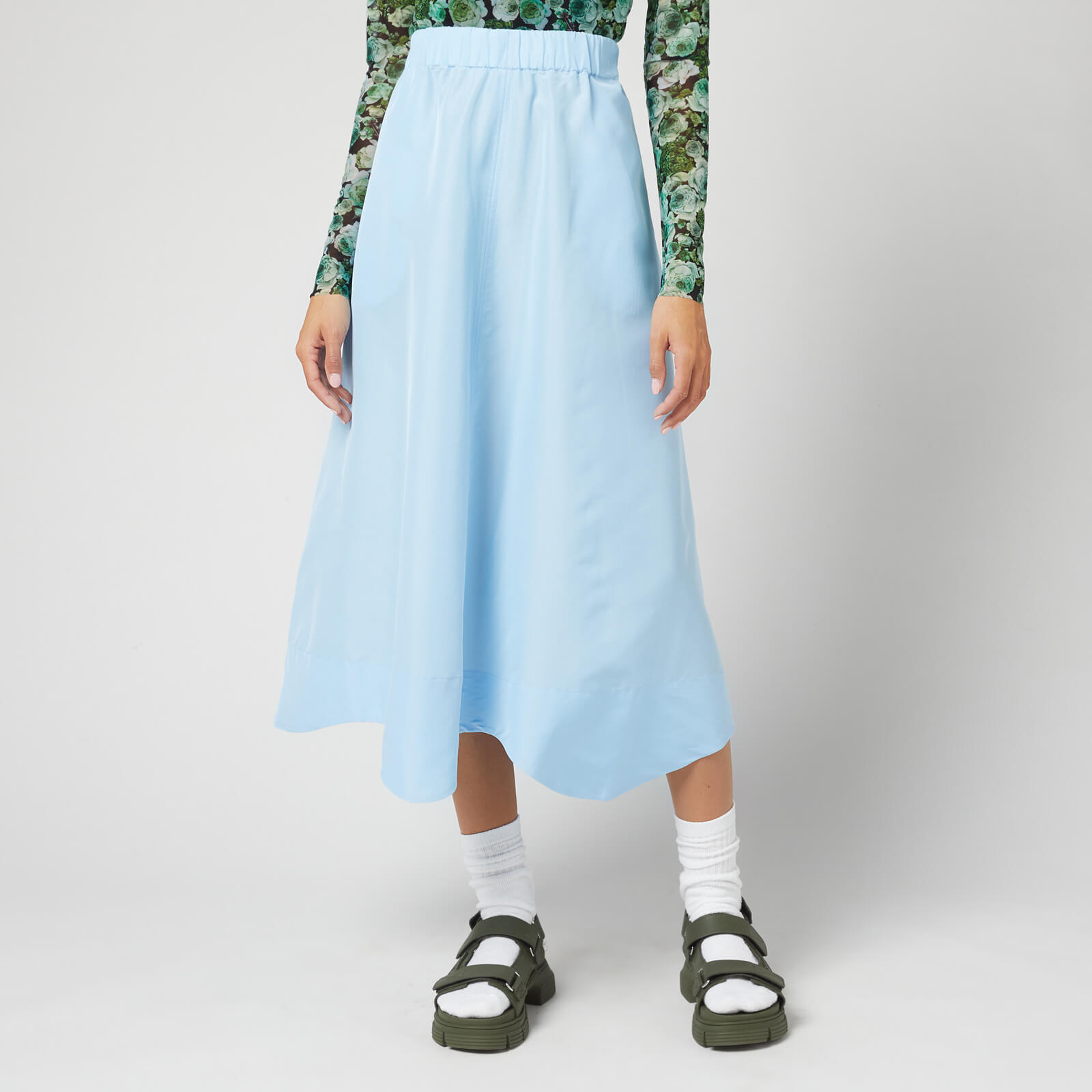 Ganni Women's Taffeta Skirt - Airy Blue - EU 34/UK 6