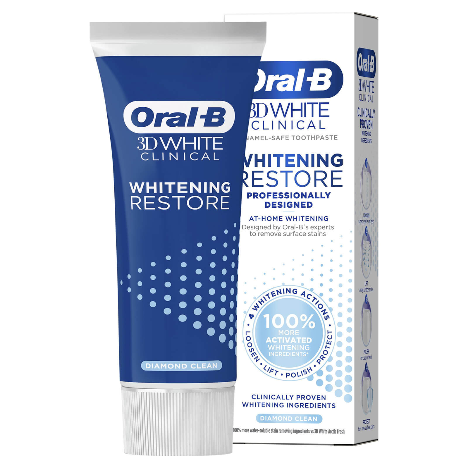 Oral-B 3DWhite Clinical Whitening Restore Diamond Clean Toothpaste 70ml