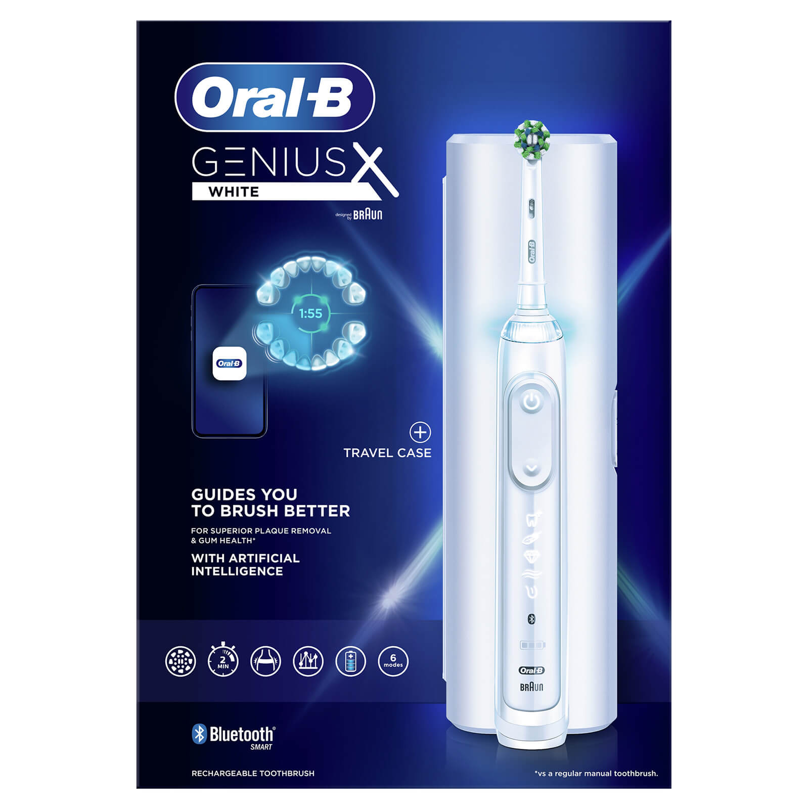 Oral-B Genius X White Electric Toothbrush with Travel Case - Toothbrush