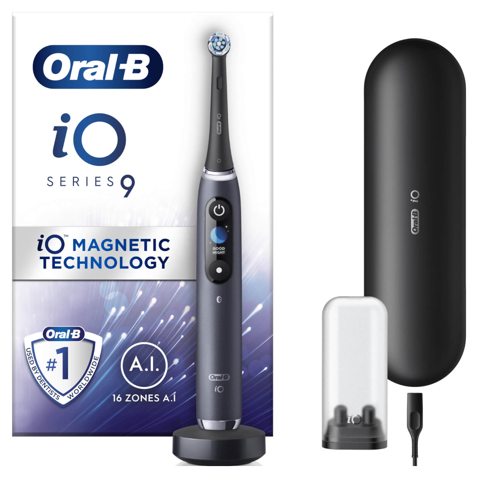 Oral B iO9 Black Onyx Electric Toothbrush with Charging Travel Case - Toothbrush