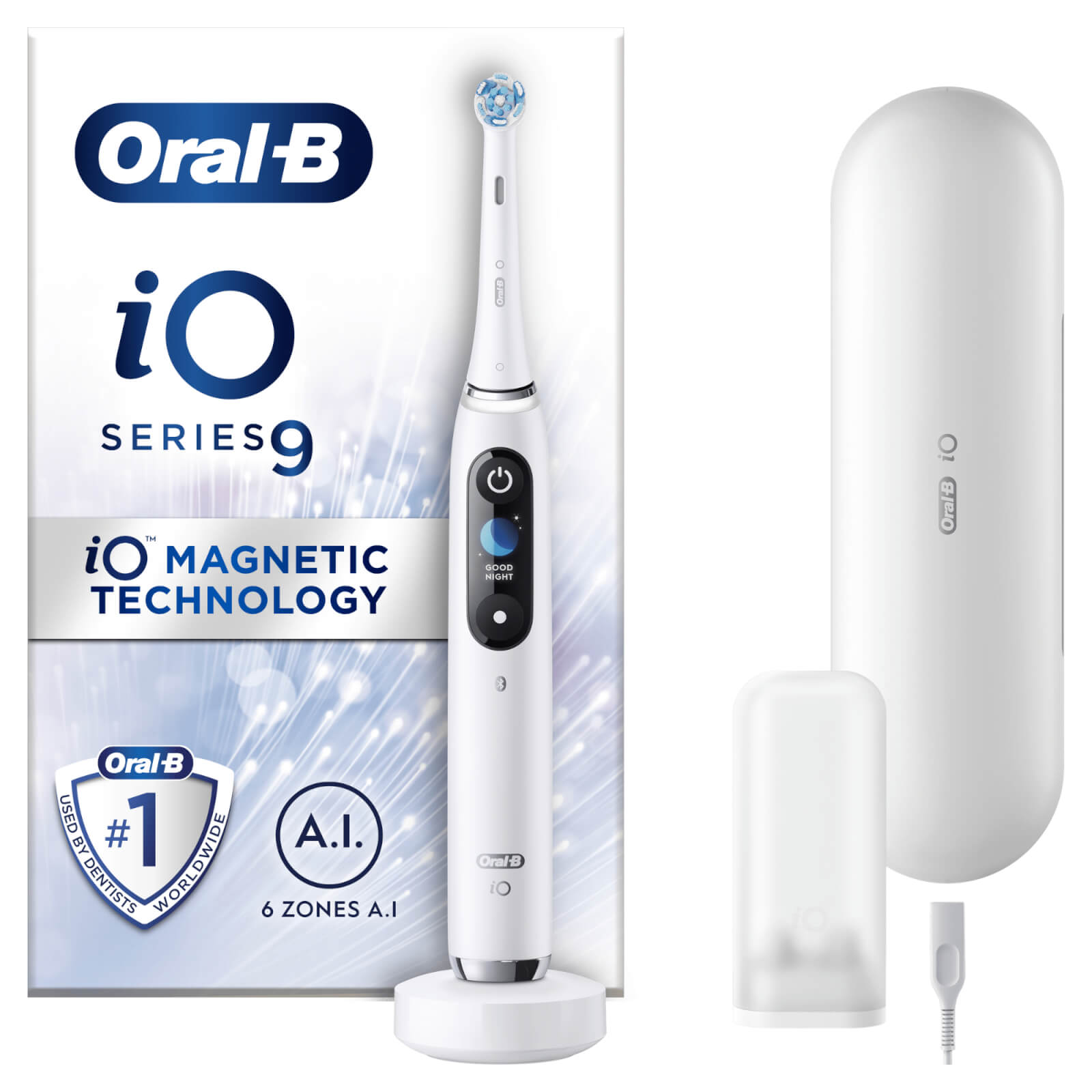 Oral B Oral-b Io9 White Alabaster Electric Toothbrush With Charging Travel Case - Toothbrush