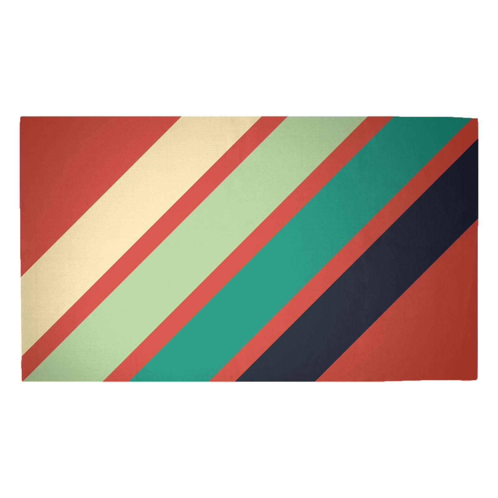 Green Retro Stripe Woven Rug - Medium