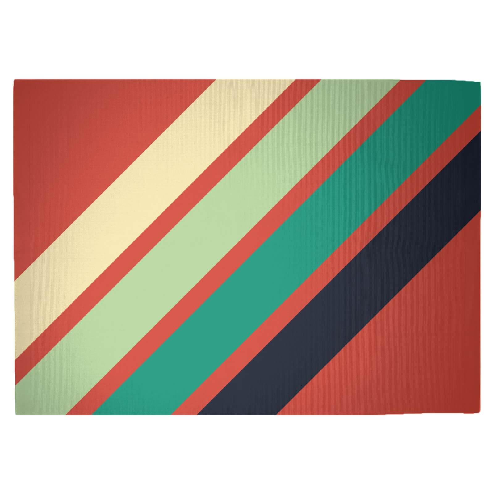 Green Retro Stripe Woven Rug - Large
