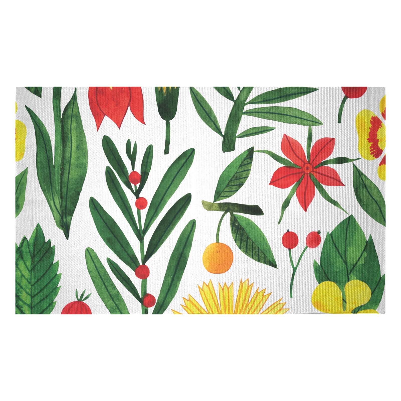 Retro Florals Woven Rug - Small