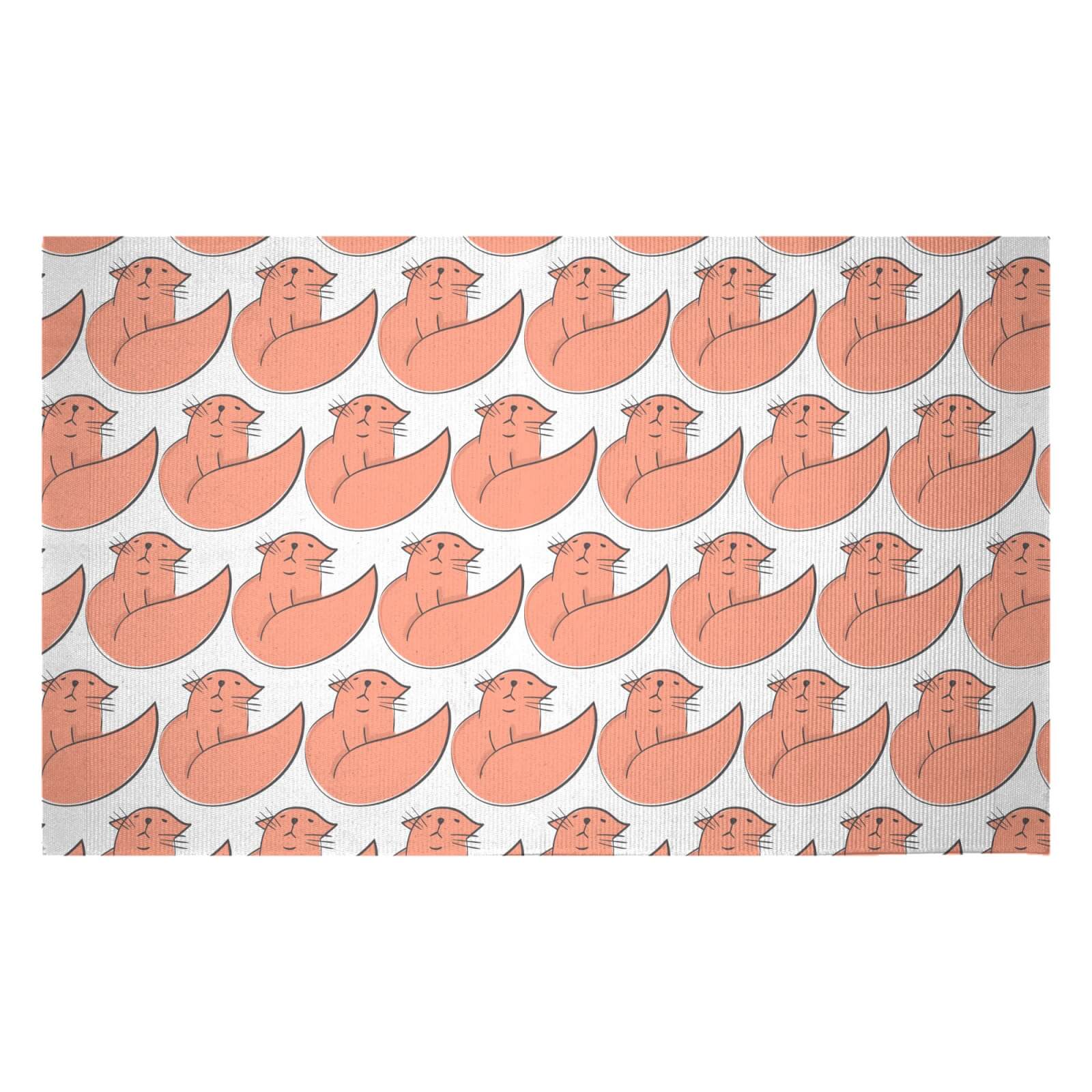 Pink Cat Woven Rug - Small
