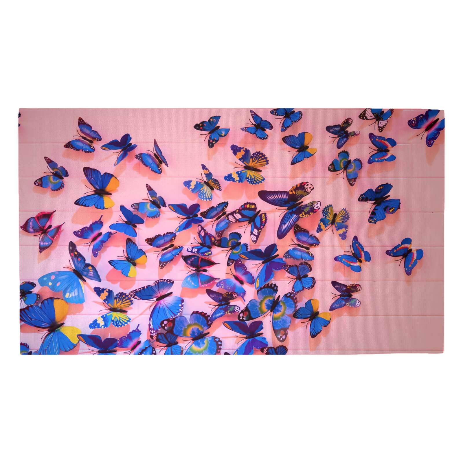 Girly Butterfly Crowd Woven Rug - Medium