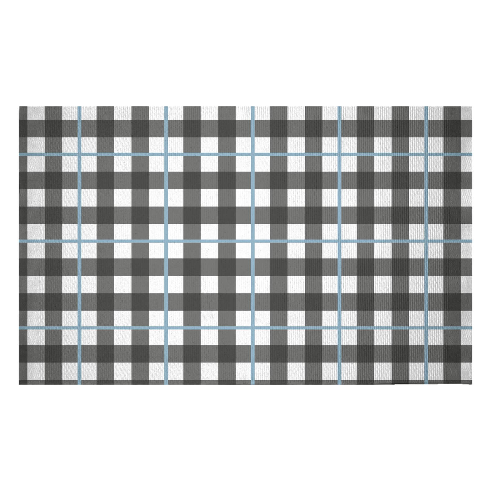 Tartan Checked Blue Woven Rug - Small