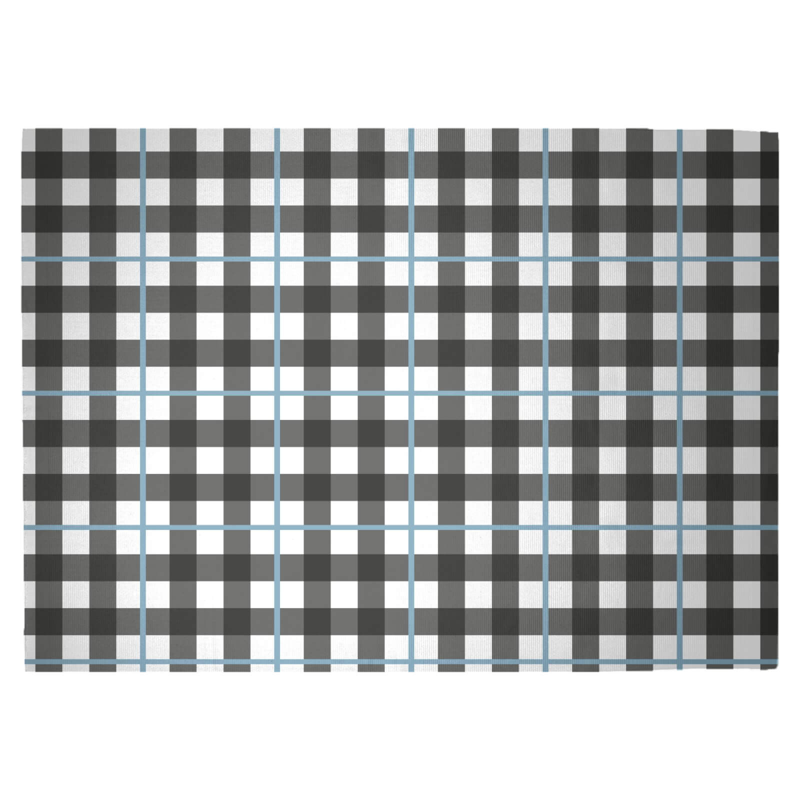 Tartan Checked Blue Woven Rug - Large