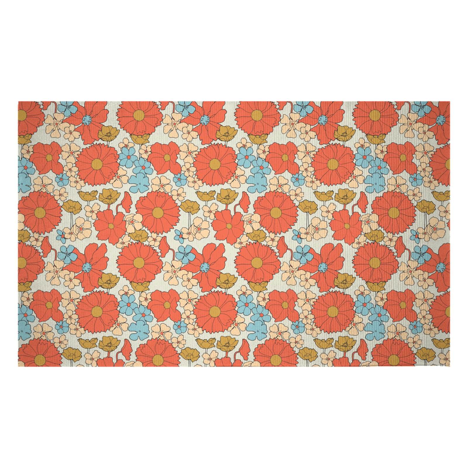 60s Flowers Woven Rug - Small