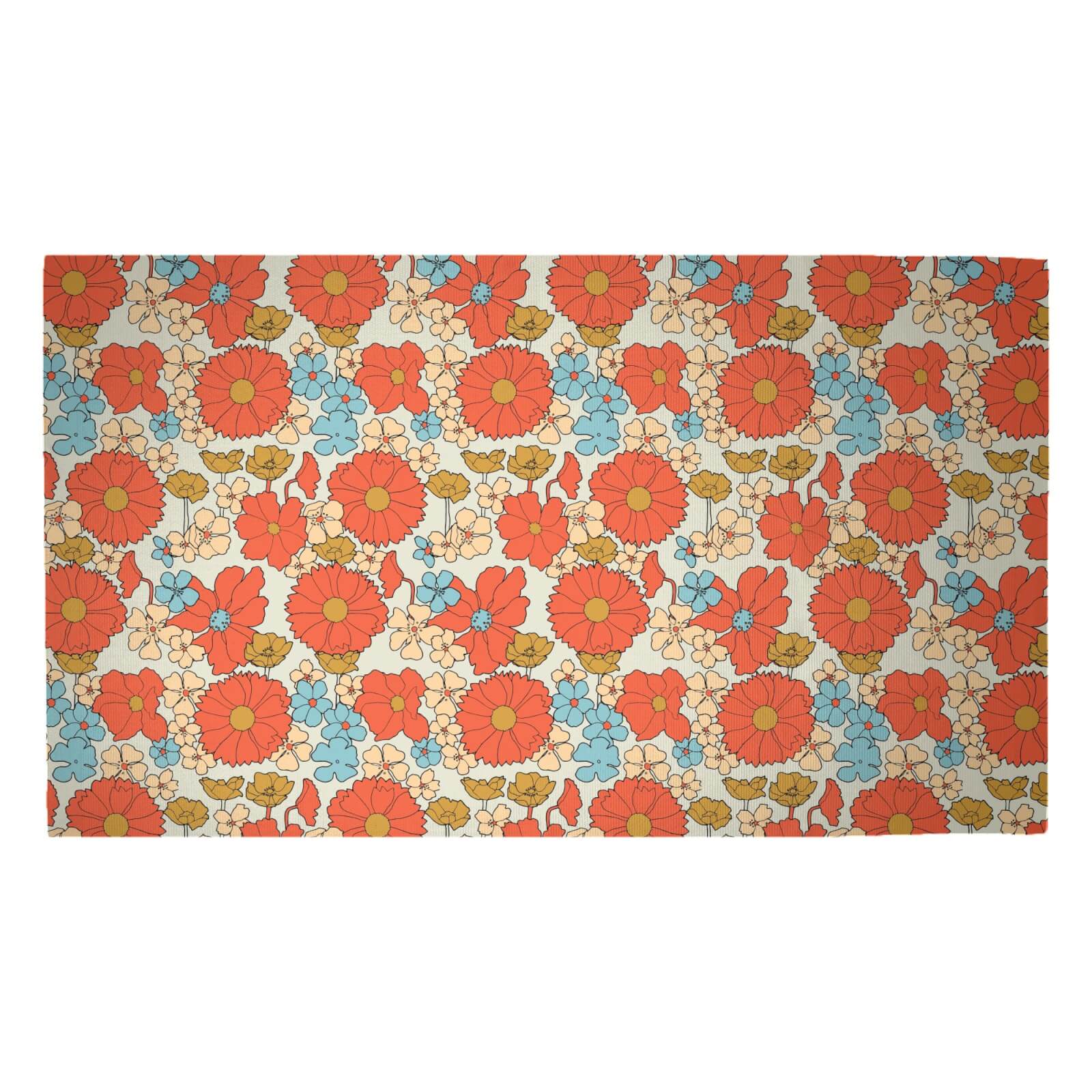 60s Flowers Woven Rug - Medium