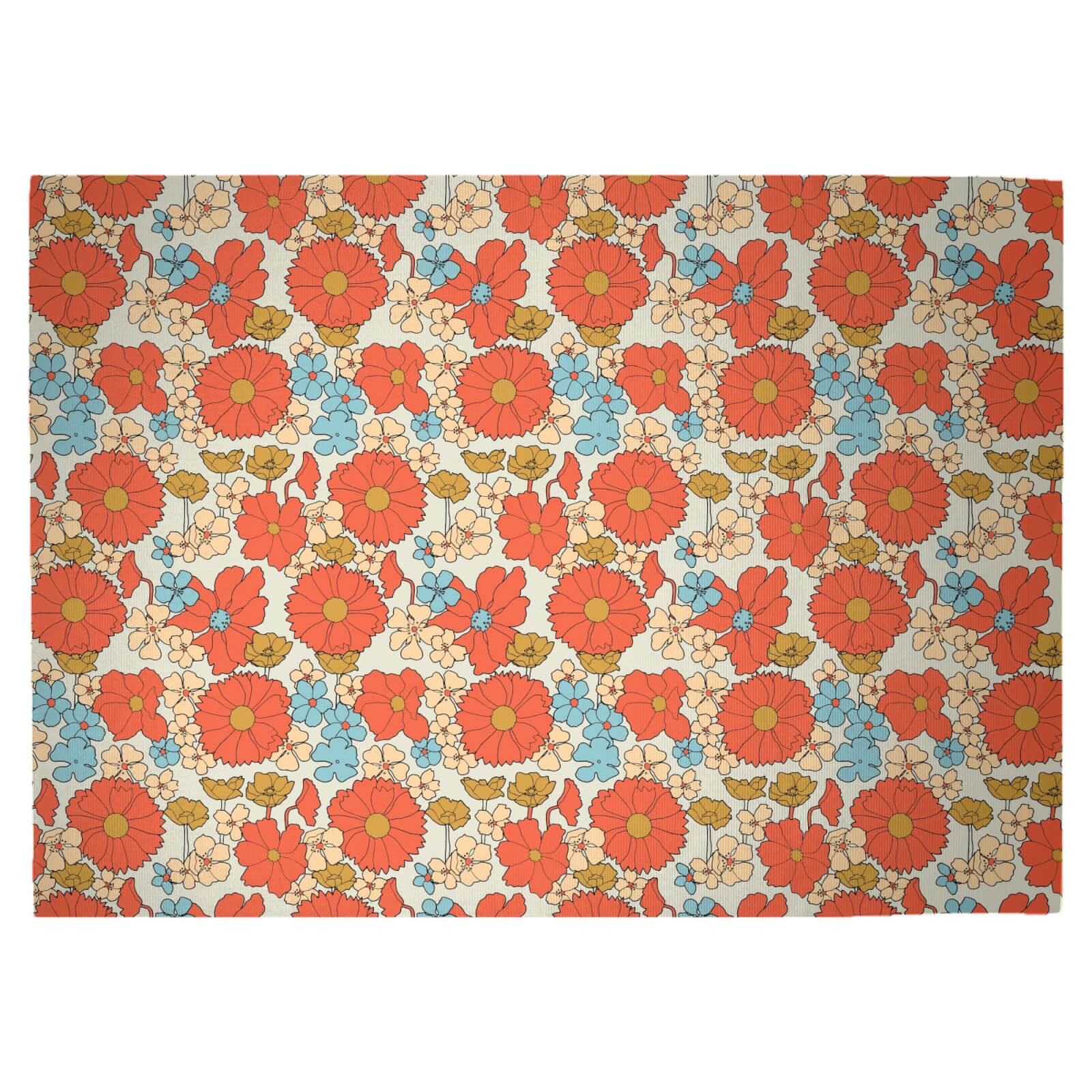 60s Flowers Woven Rug - Large