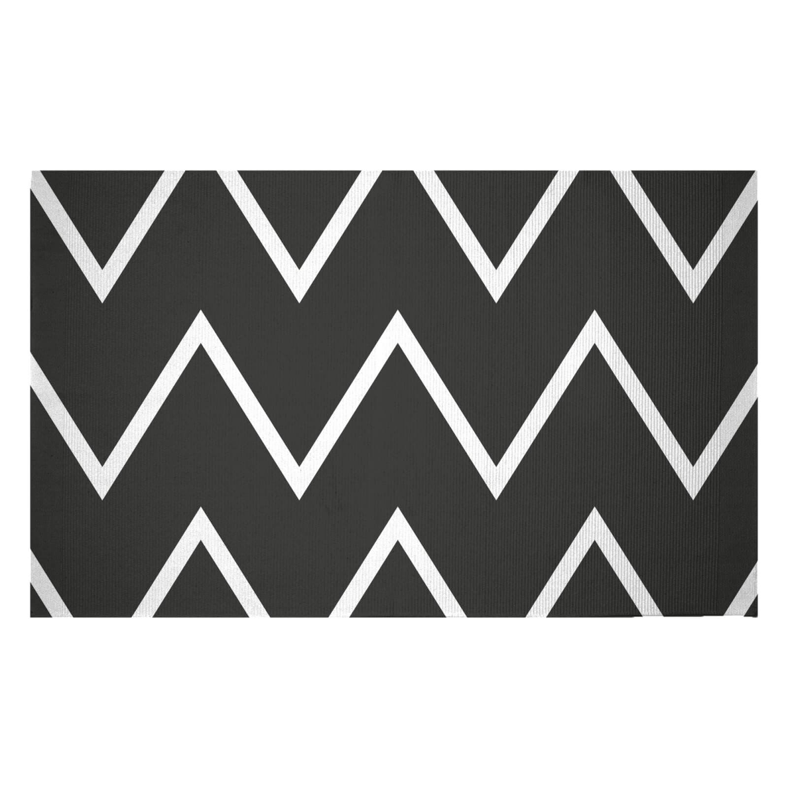 Dark Zig Zag Woven Rug - Small