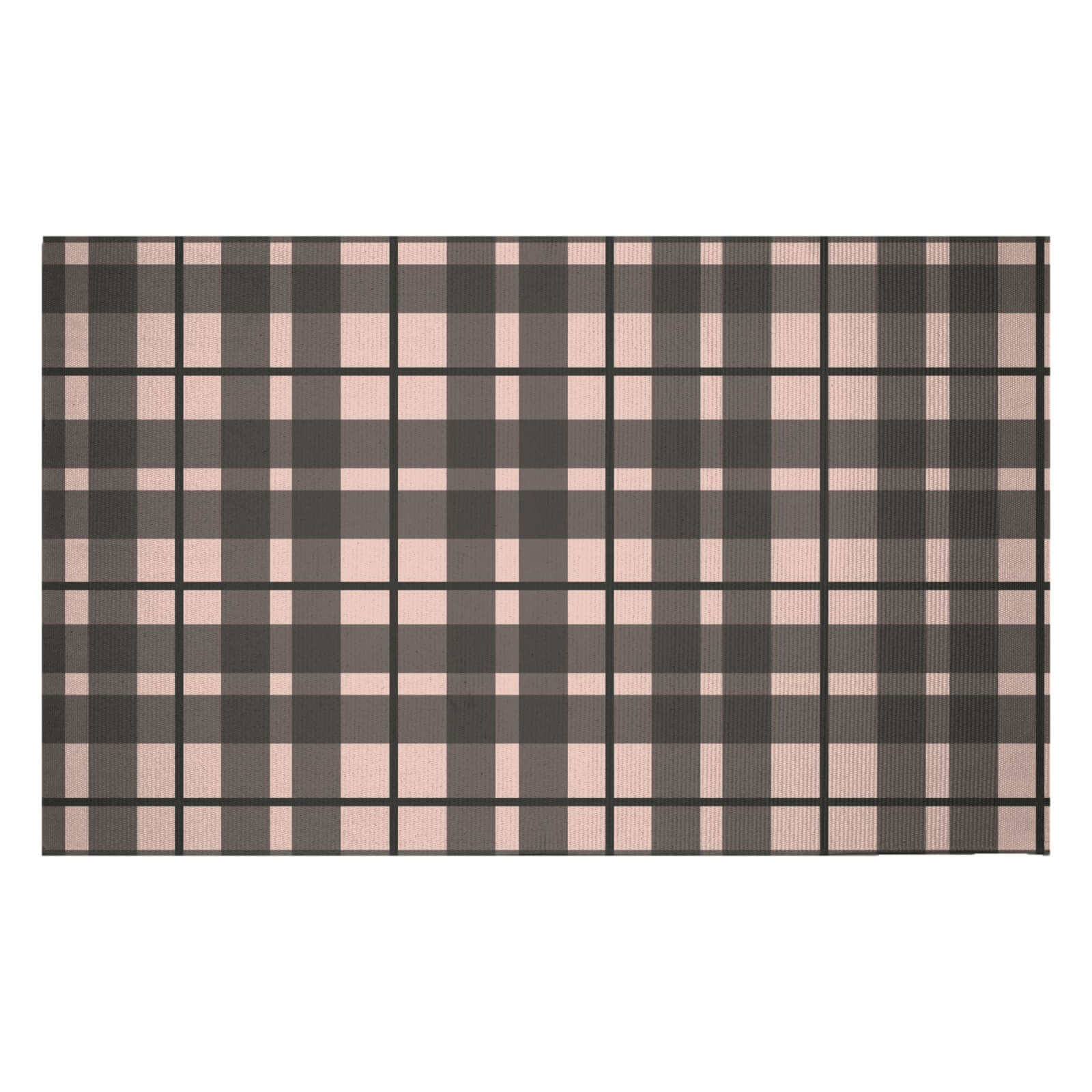 Tartan Peach And Black Woven Rug - Small