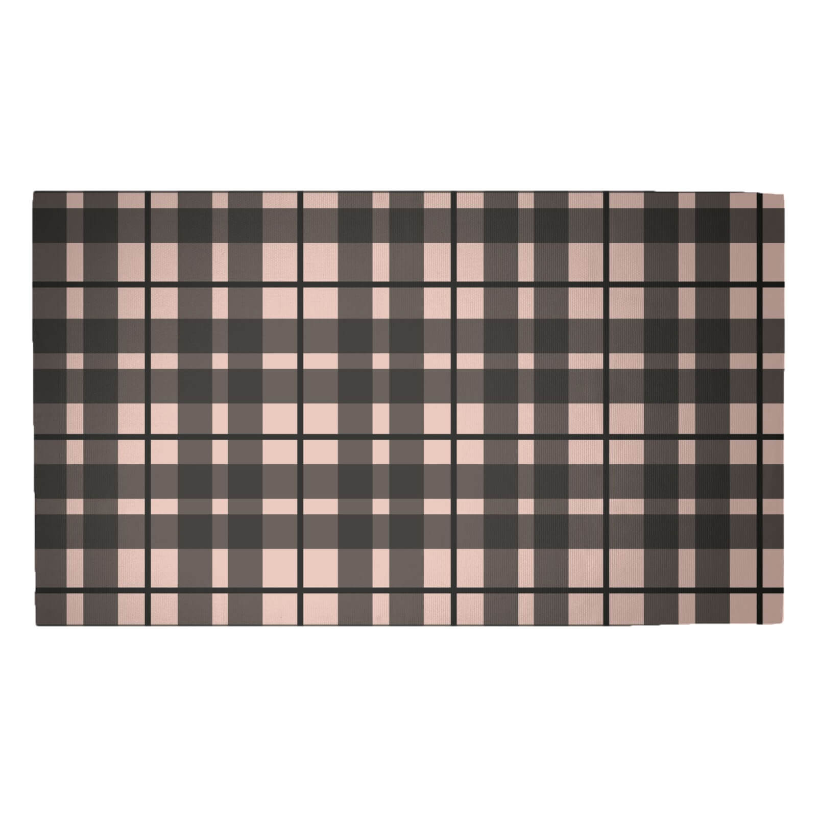 Tartan Peach And Black Woven Rug - Medium