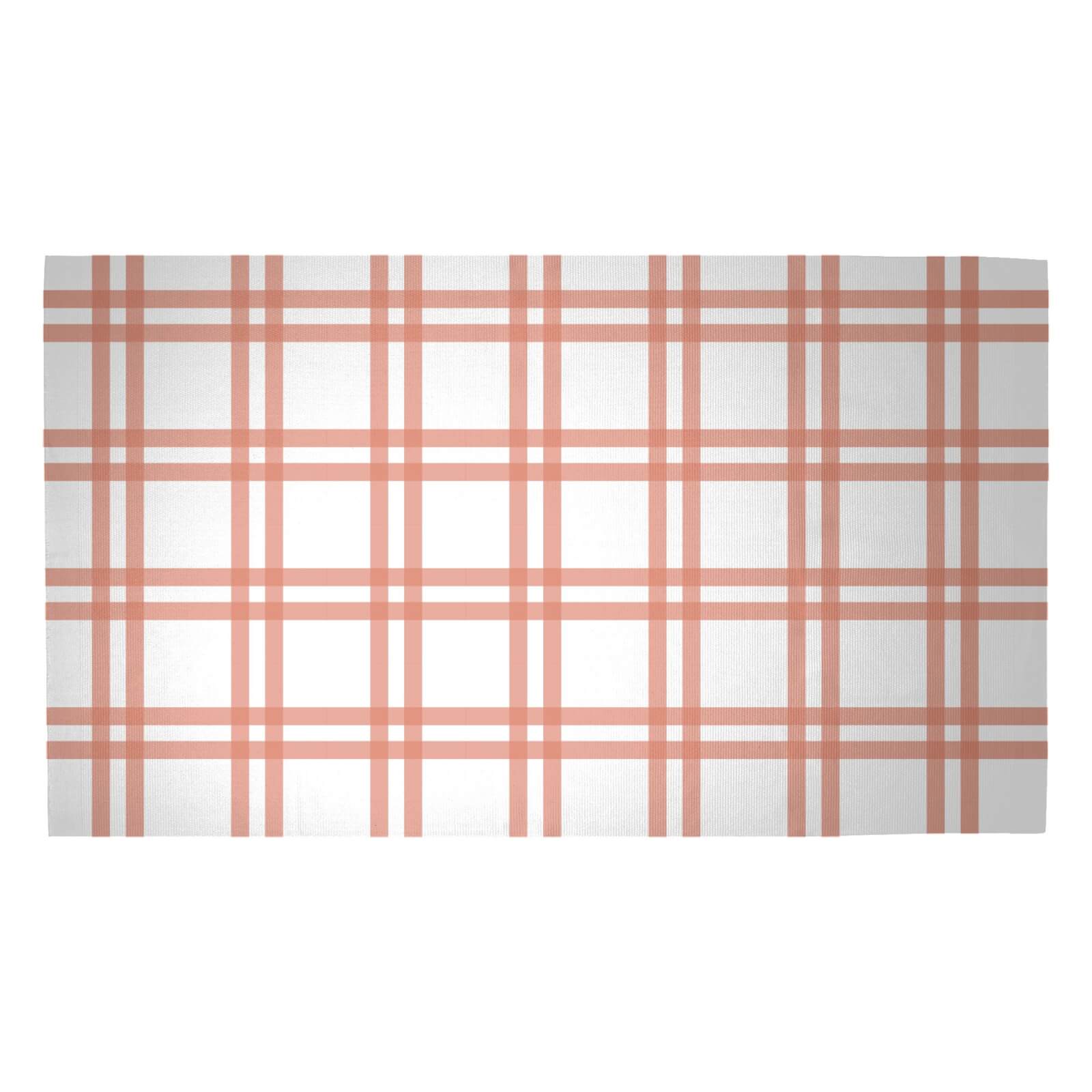 Peach Tartan Woven Rug - Medium