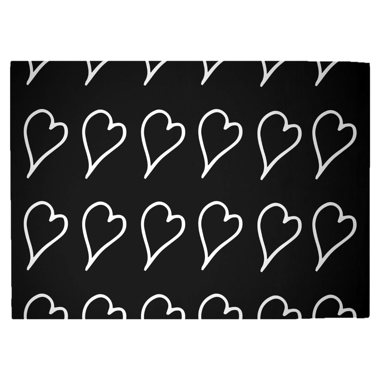 Scribbled Hearts Woven Rug - Large