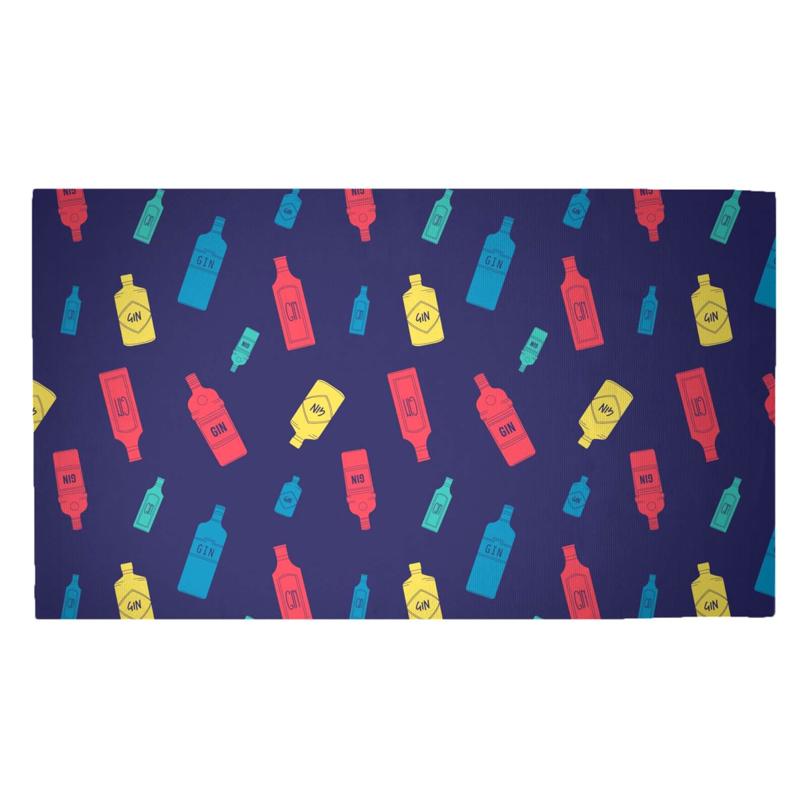 Gin Bottles Navy Woven Rug - Medium