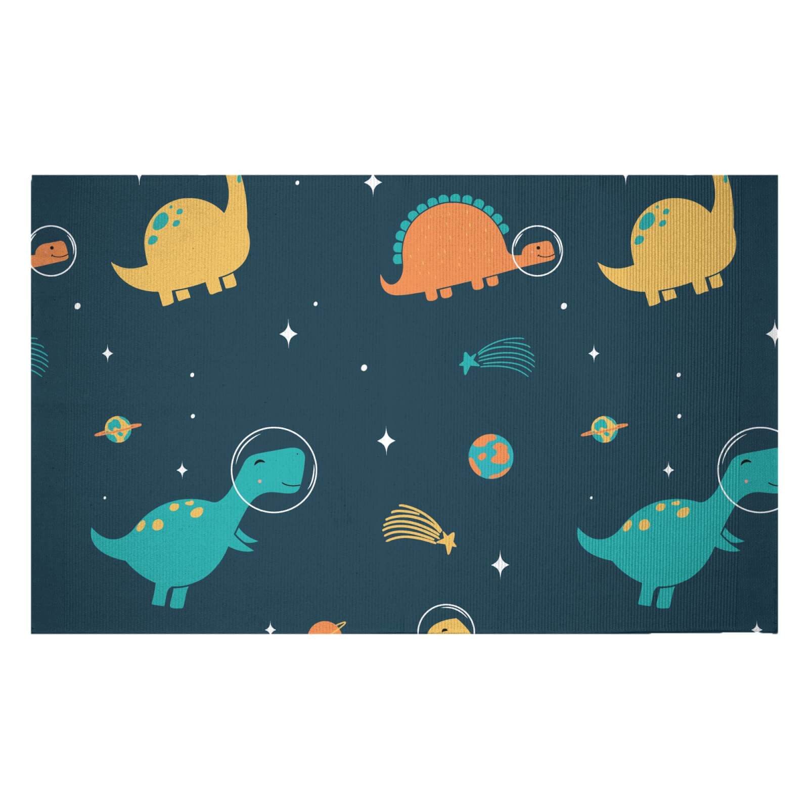 Space Dino Pattern Woven Rug - Small