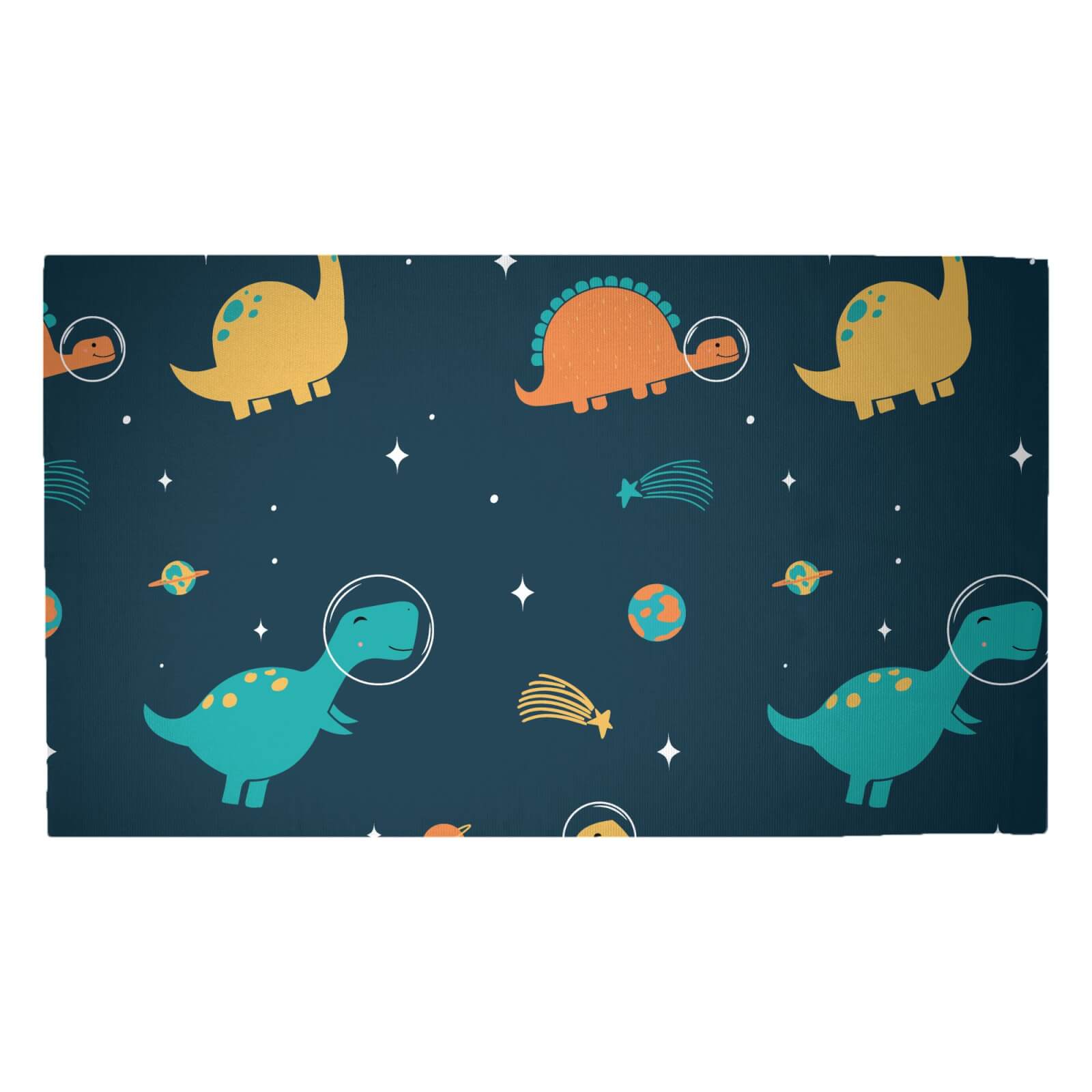 Space Dino Pattern Woven Rug - Medium