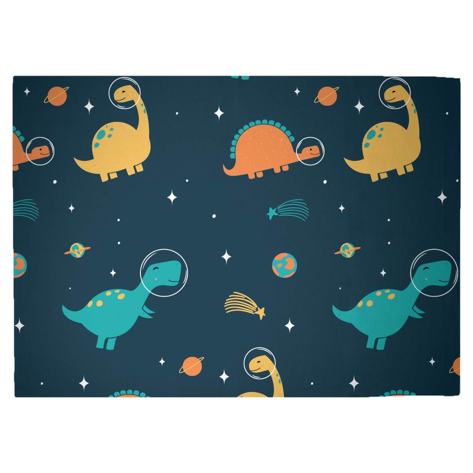 Space Dino Pattern Woven Rug - Large